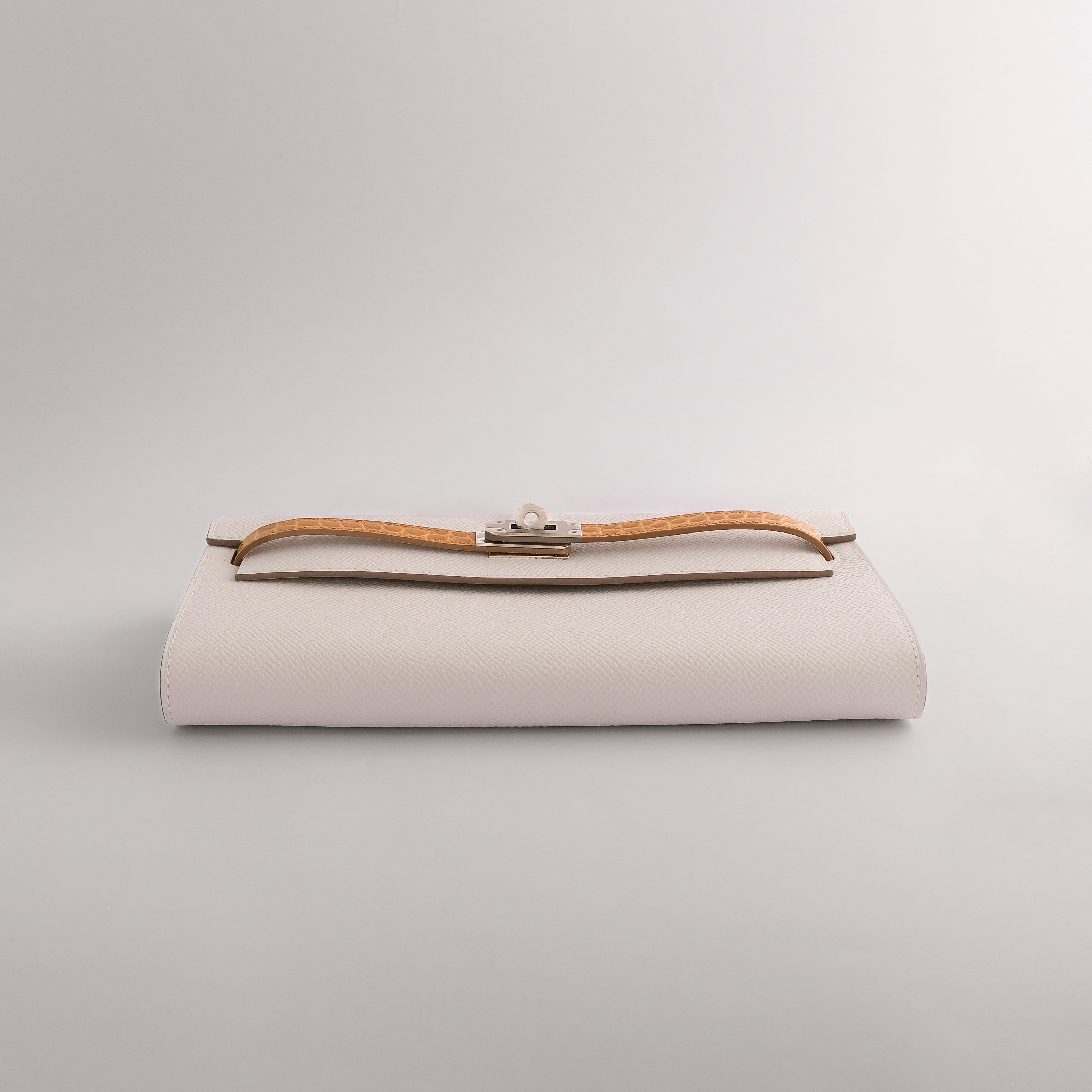 Hermès Kelly To Go Touch Epsom, Alligator Gris Pale/Beige Sable Palladium Hardware