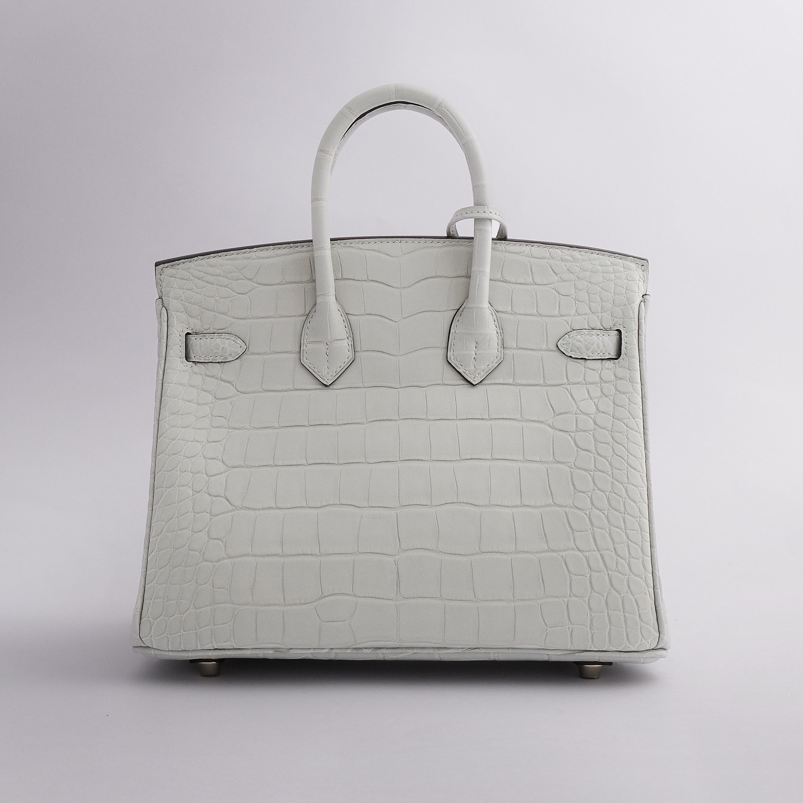 Hermès Birkin 25 Alligator Gris Neve Gold Hardware Matte