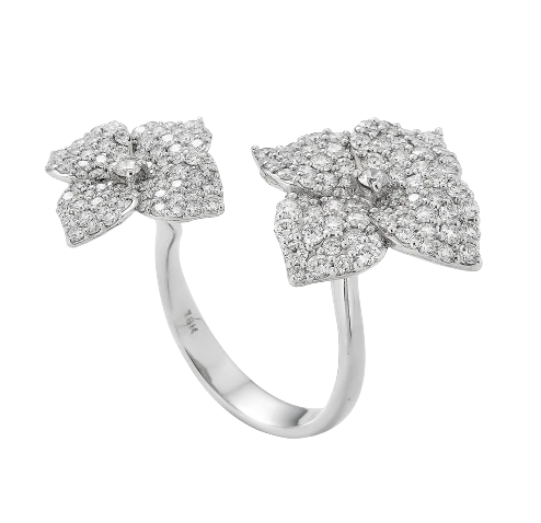 Piranesi Fiore Double Flower Ring White Gold In Diamond