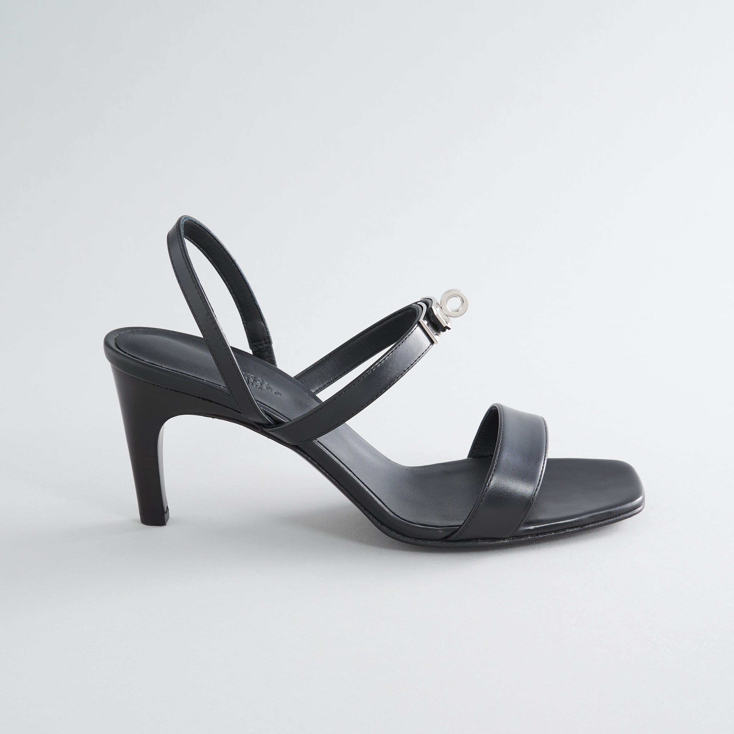 Hermès Glamour 75 Sandal Calfskin Black Pallidum Hardware