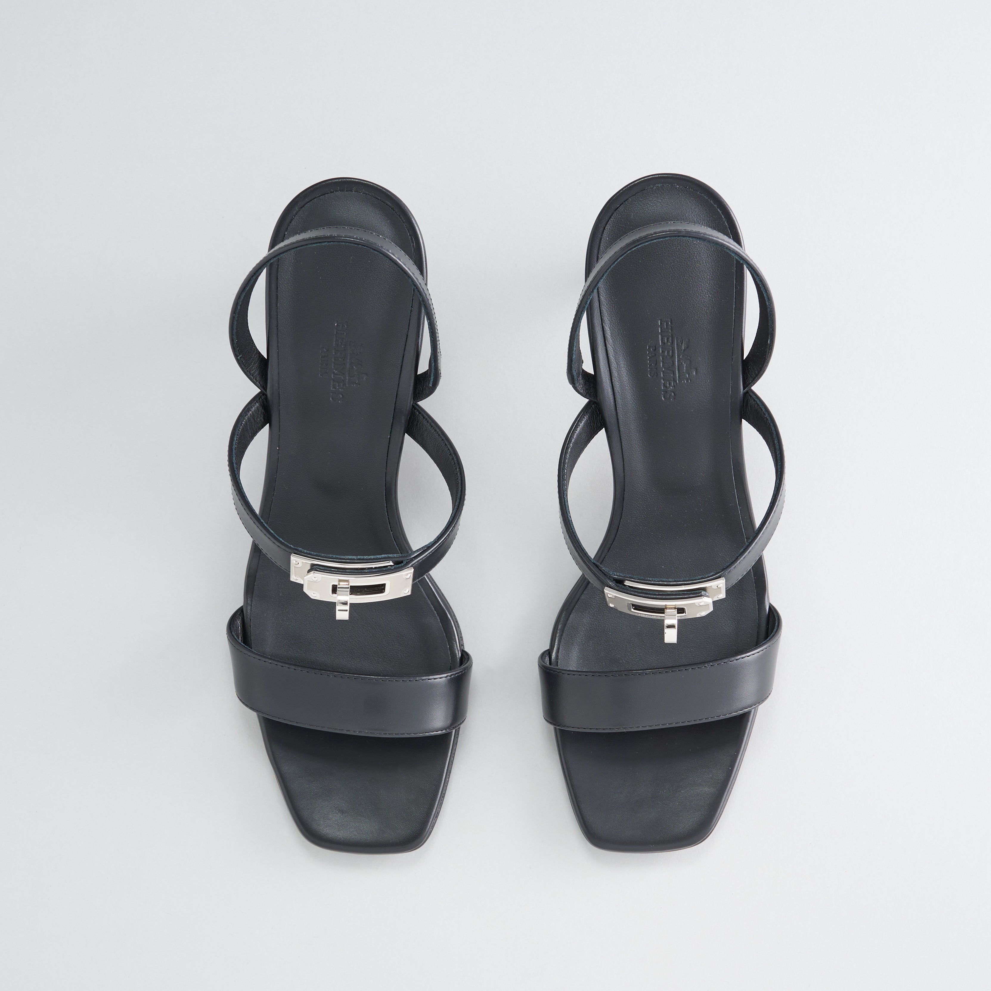 Hermès Glamour 75 Sandal Calfskin Black Pallidum Hardware