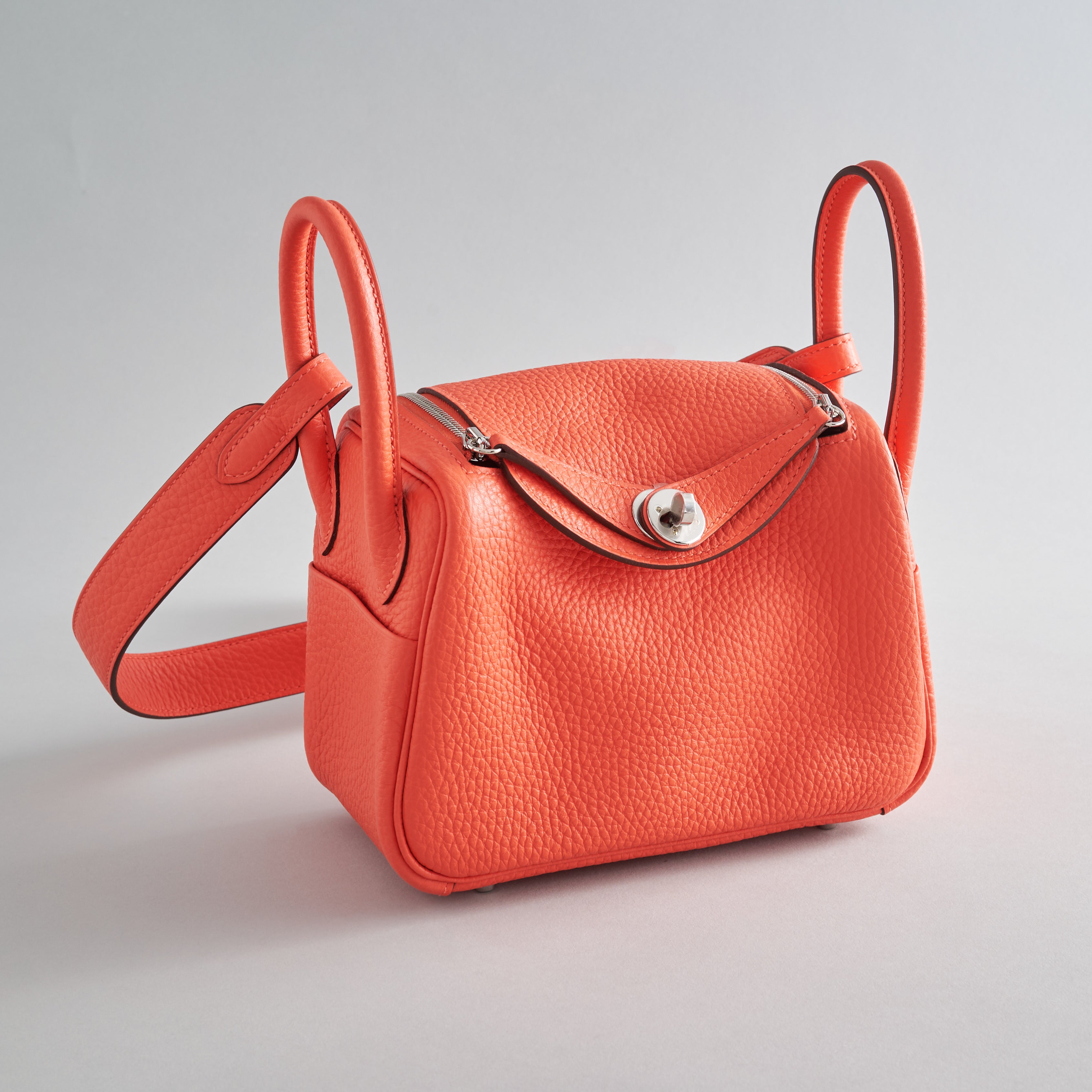 Hermès Lindy 20 Clemence Go Orange Field Palladium Hardware