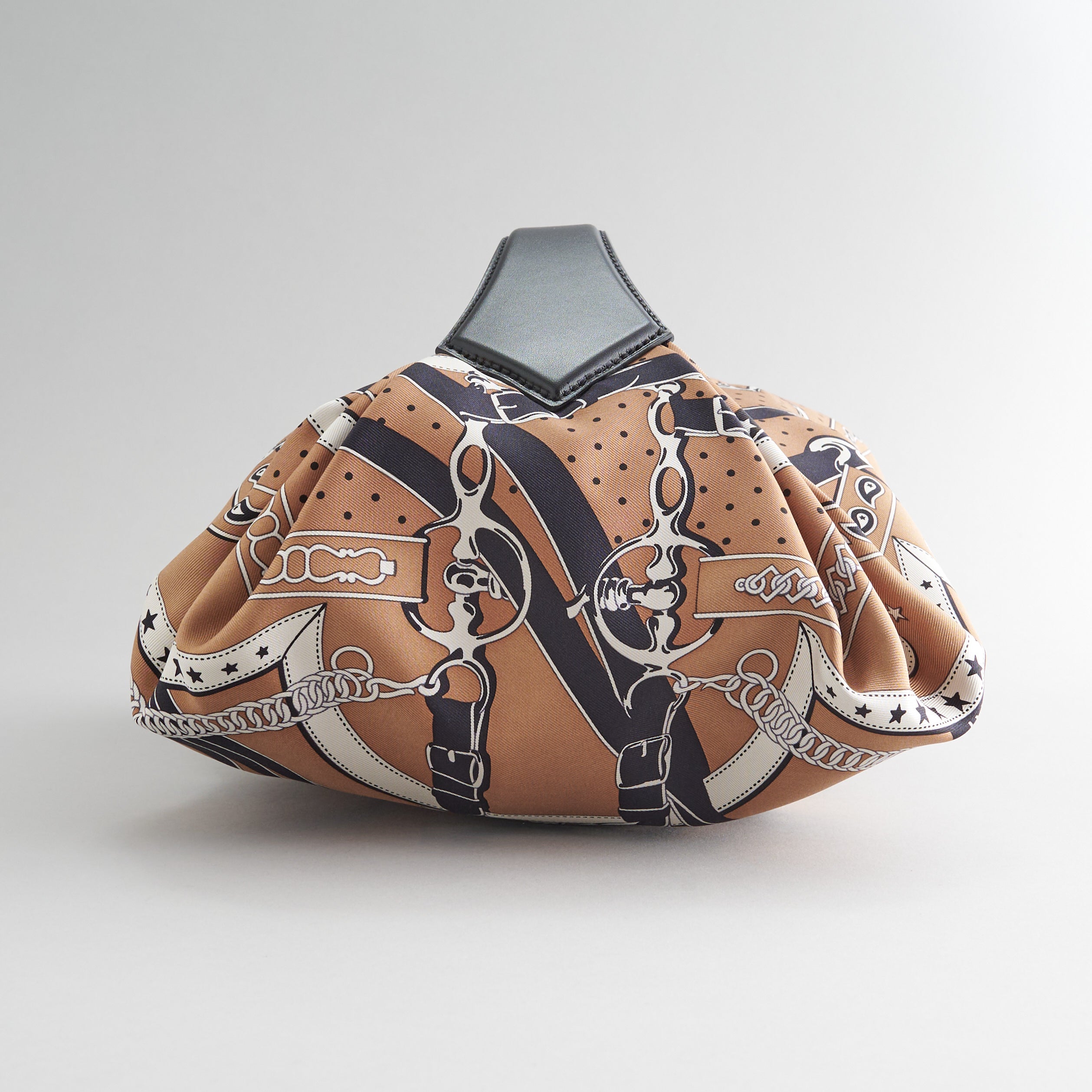 Hermès Balusoie Bag Silk Biscuit/Black La Promenade du Matin Bandana