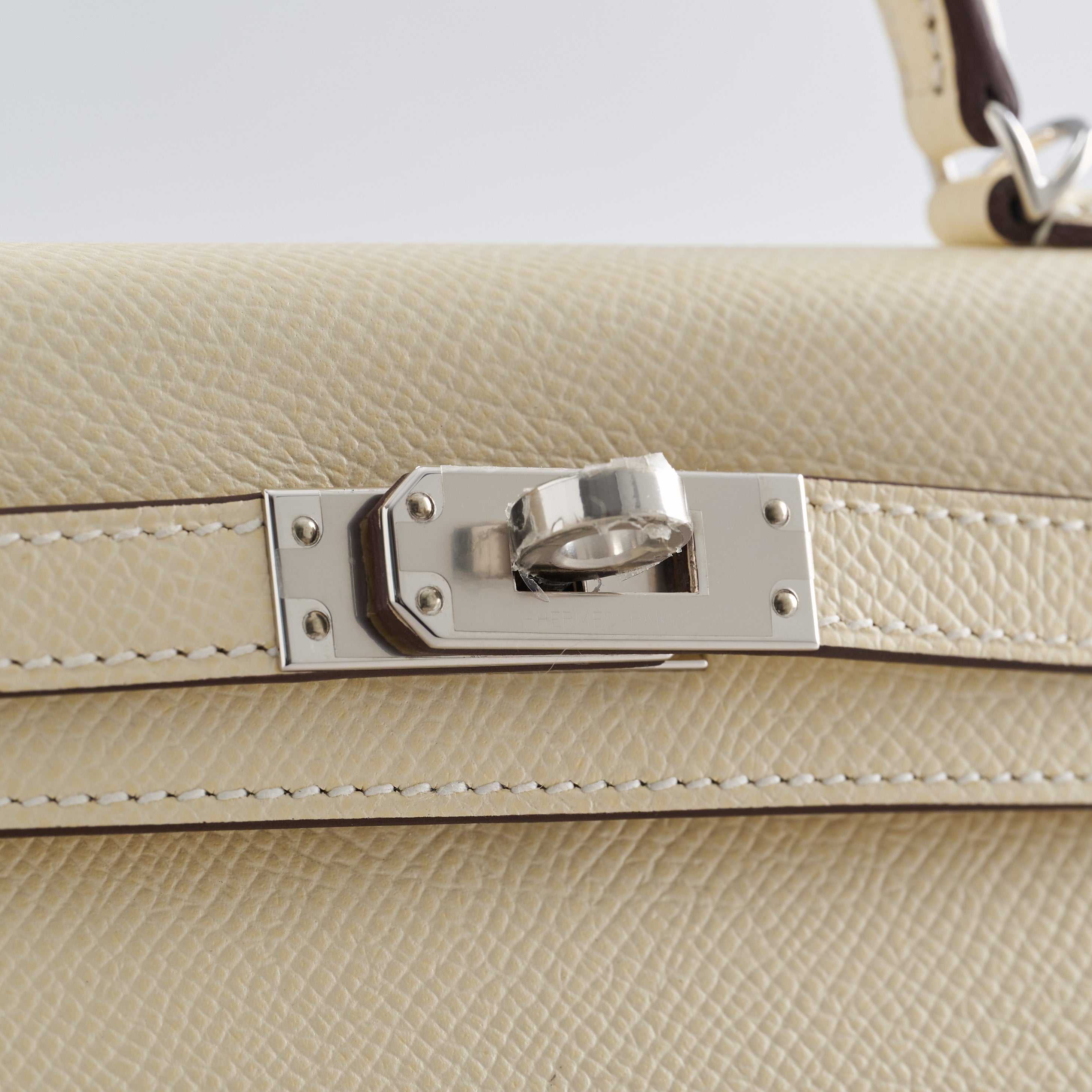 Hermès Kelly 20 Epsom Nata Yellow / Orange Strap Palladium Hardware