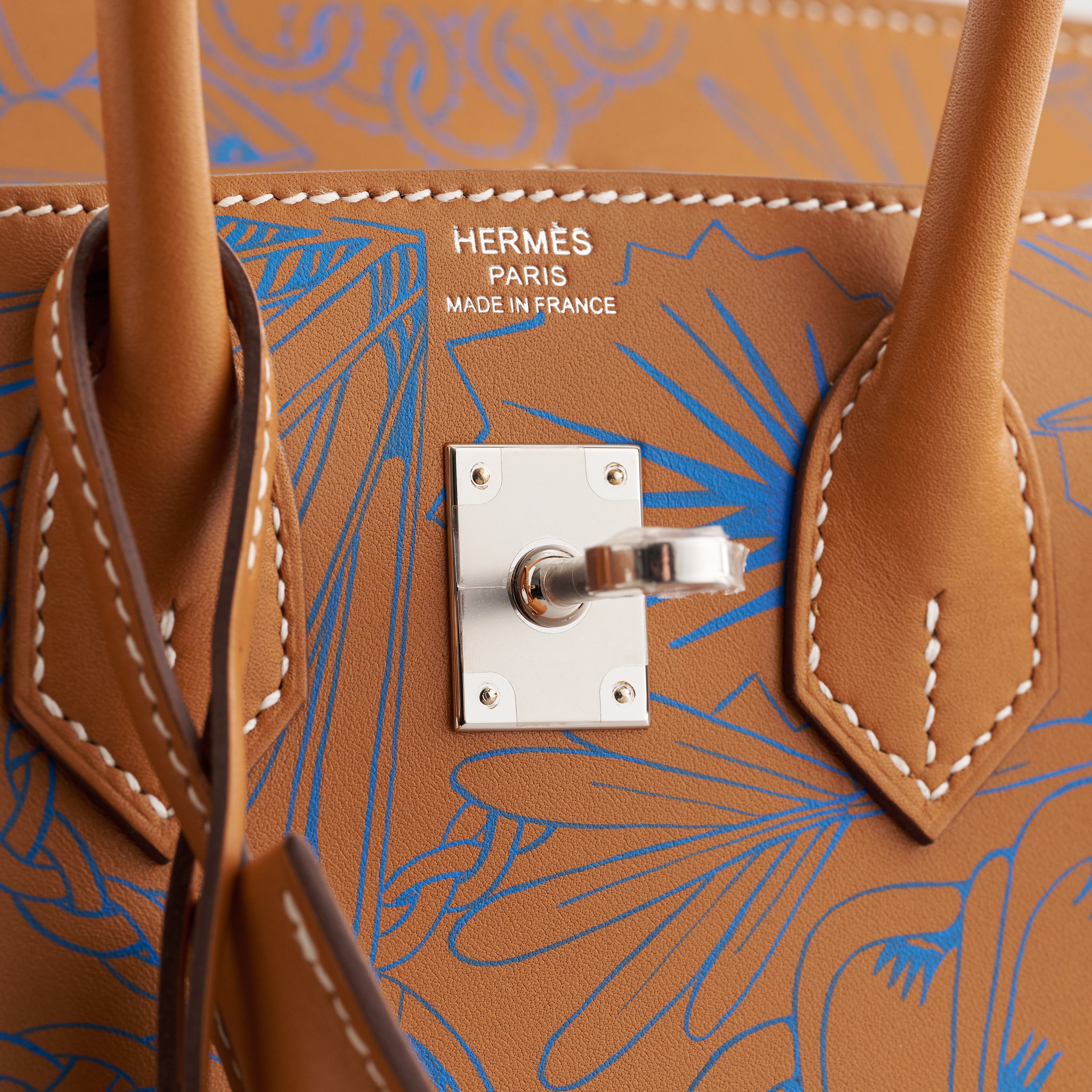 Hermès Birkin 25 Butler Natural Sable/Blue Palladium Hardware Maillons En Chain