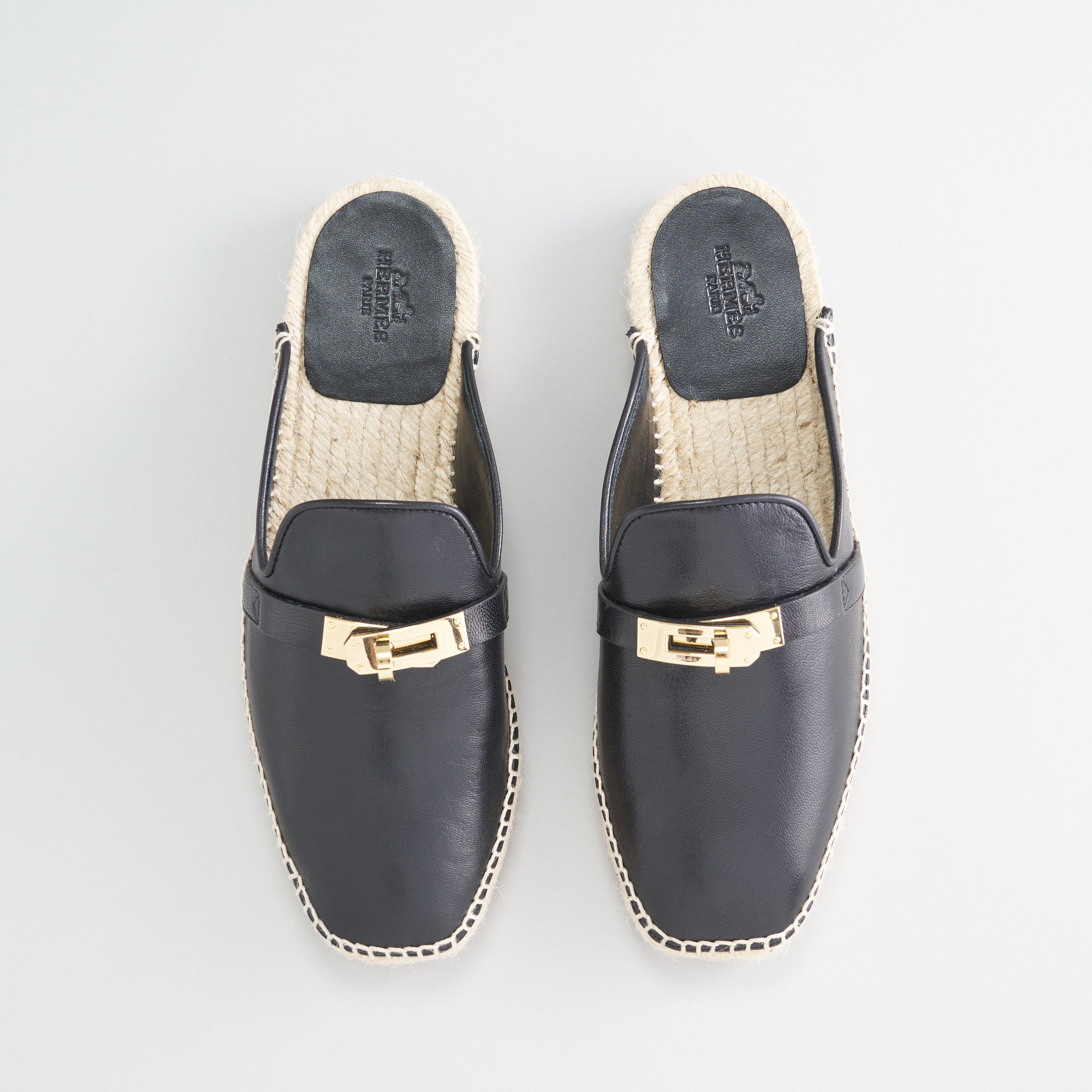 Hermès Feria Espadrille Black Gold Hardware