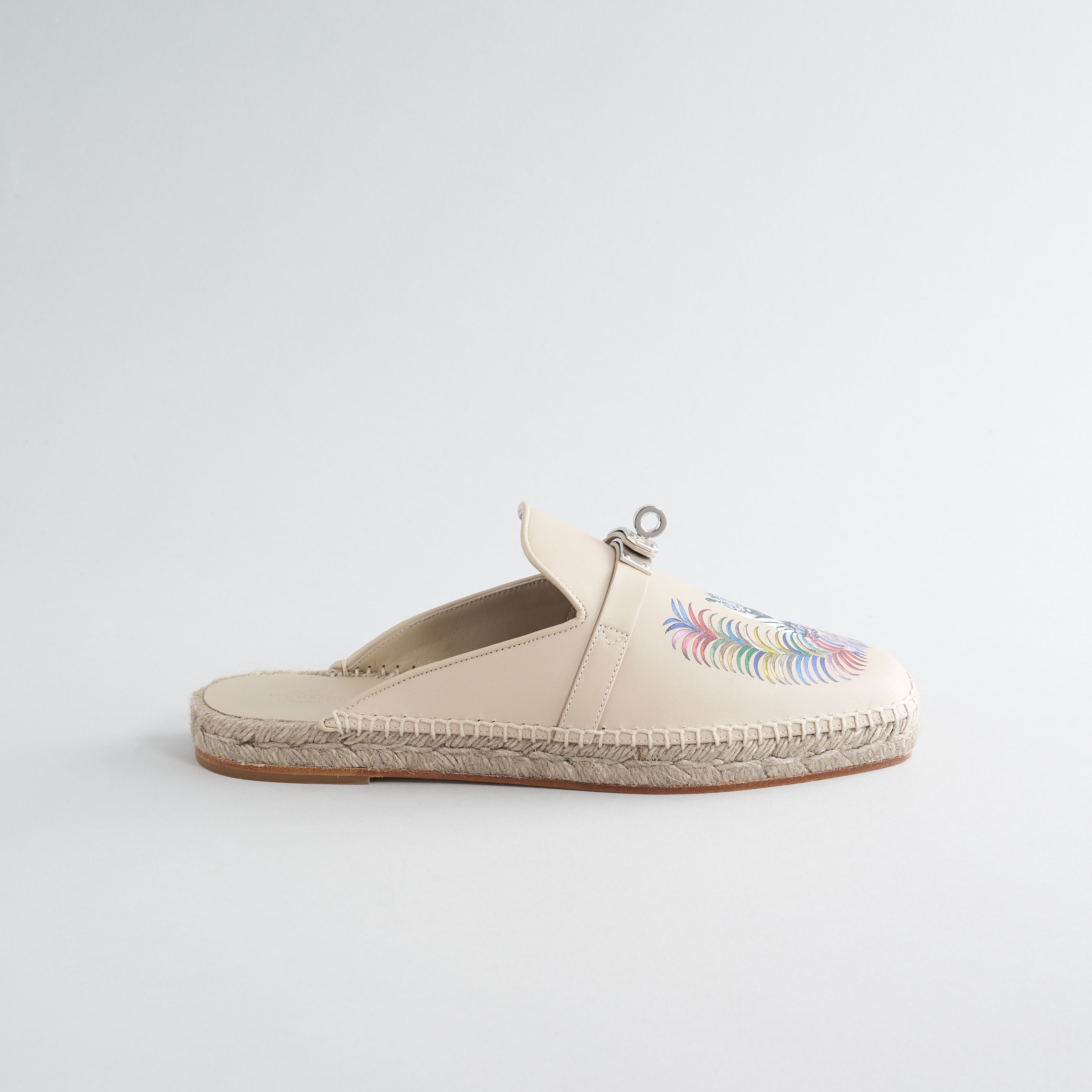 Hermès Feria Espadrille Gum White / Multicolor Royal Tiger Print