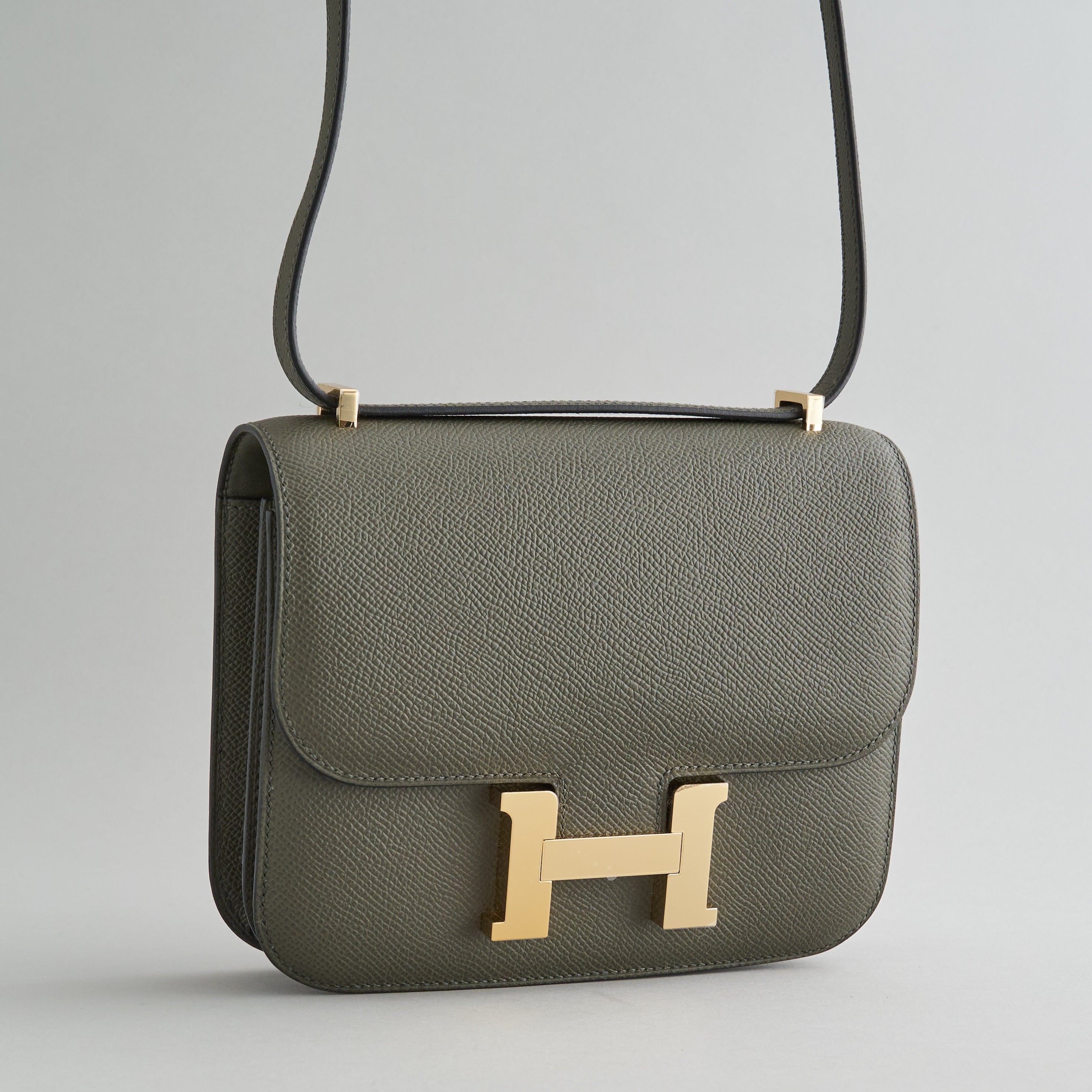 Hermès Constance 18 Epsom Vert De Gris Permabrass