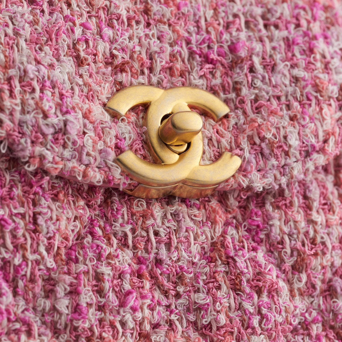 Chanel Shopping Bag Mini 6 Tweed Pink/Ecru Gold Hardware