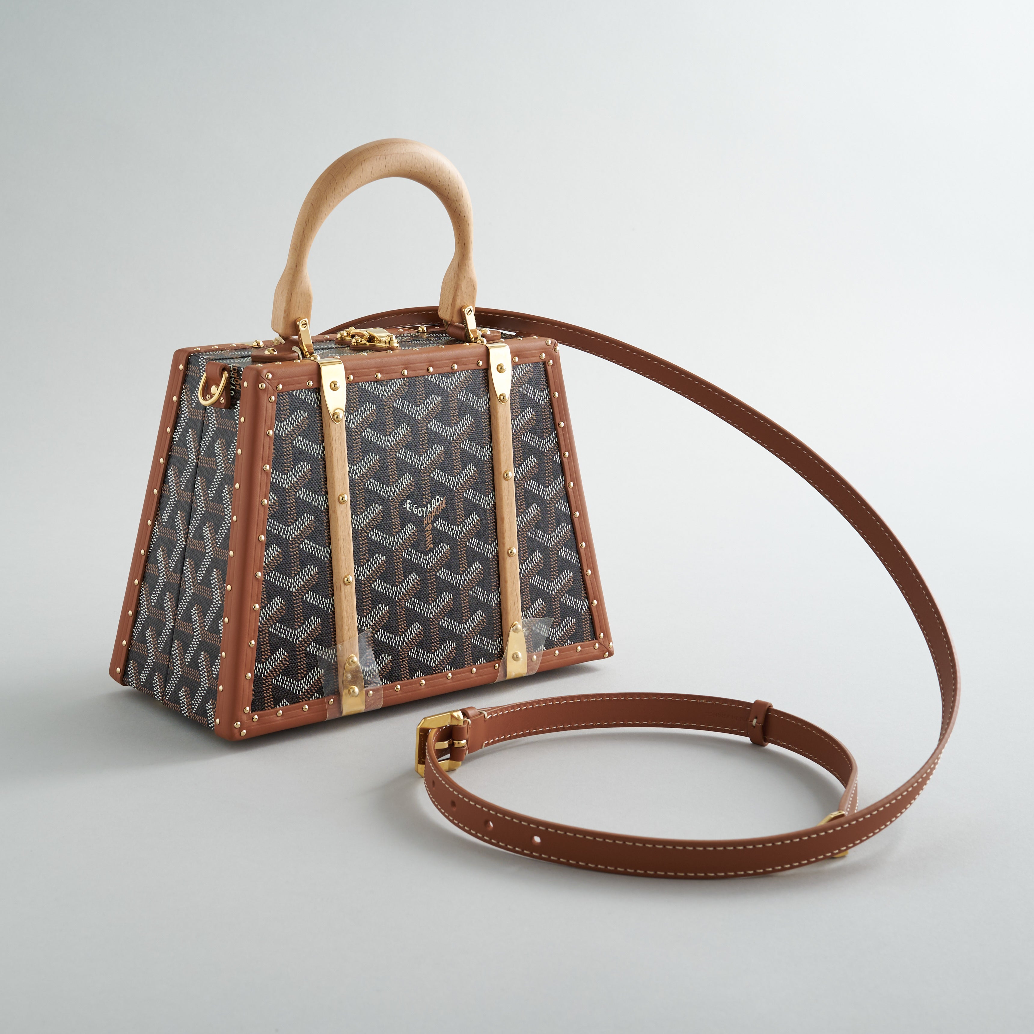 Goyard Saigon Trunk Bag Mini Black/Tan Gold Hardware