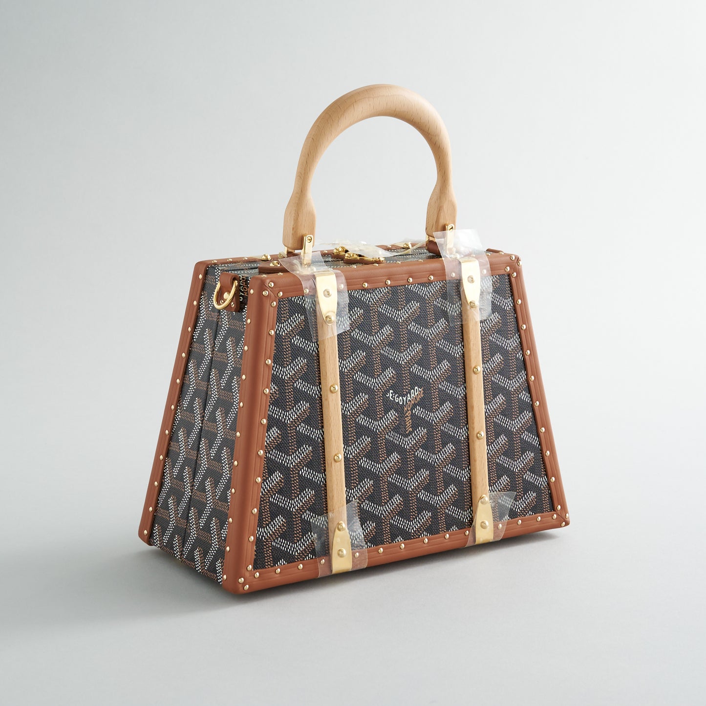 Goyard Saigon Trunk Bag Mini Black/Tan Gold Hardware