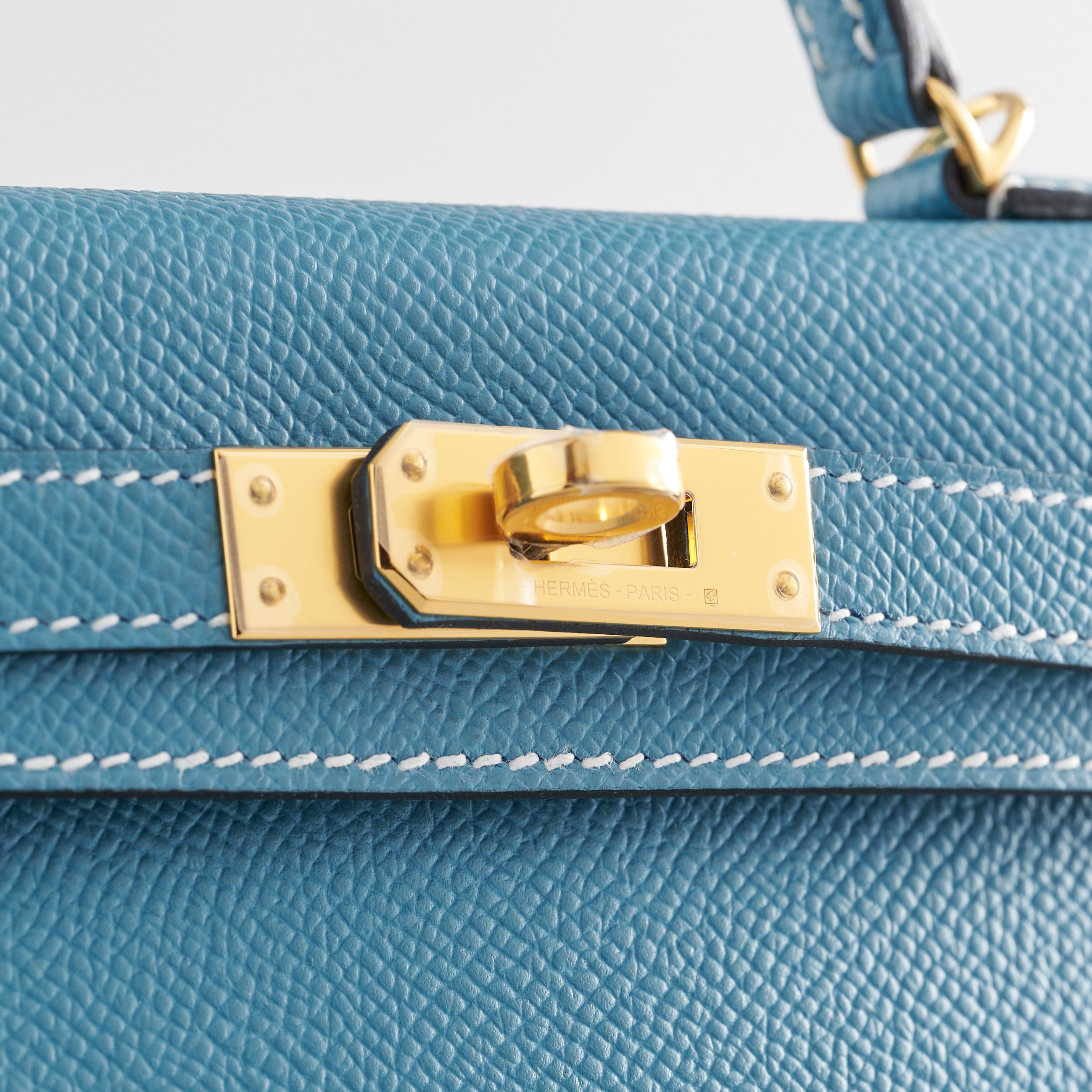 Hermès Kelly Mini Epsom New Blue Jean Sellier Gold Hardware