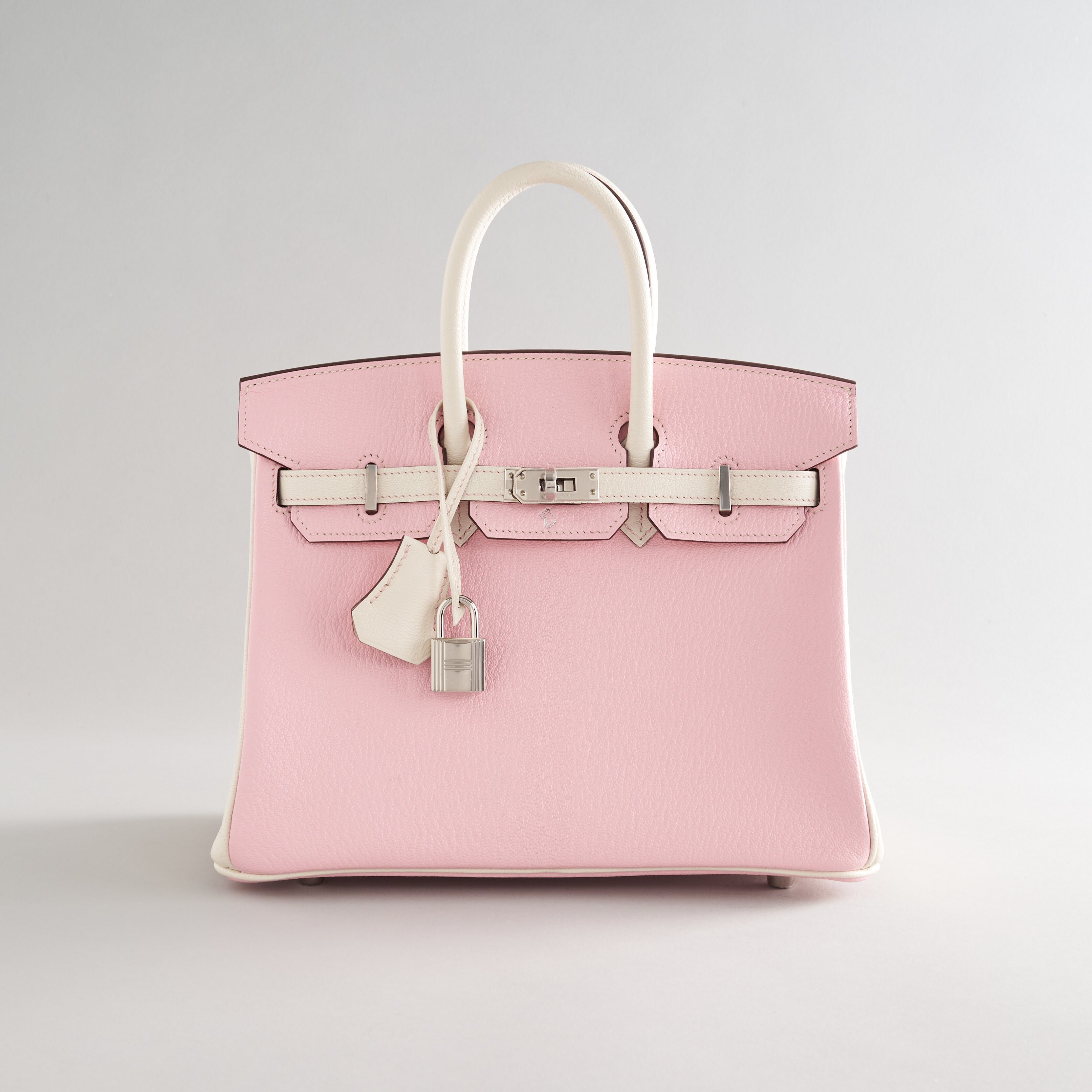 Hermès Birkin 25 Chevre Rose Sakura / Nata Palladium Hardware HSS