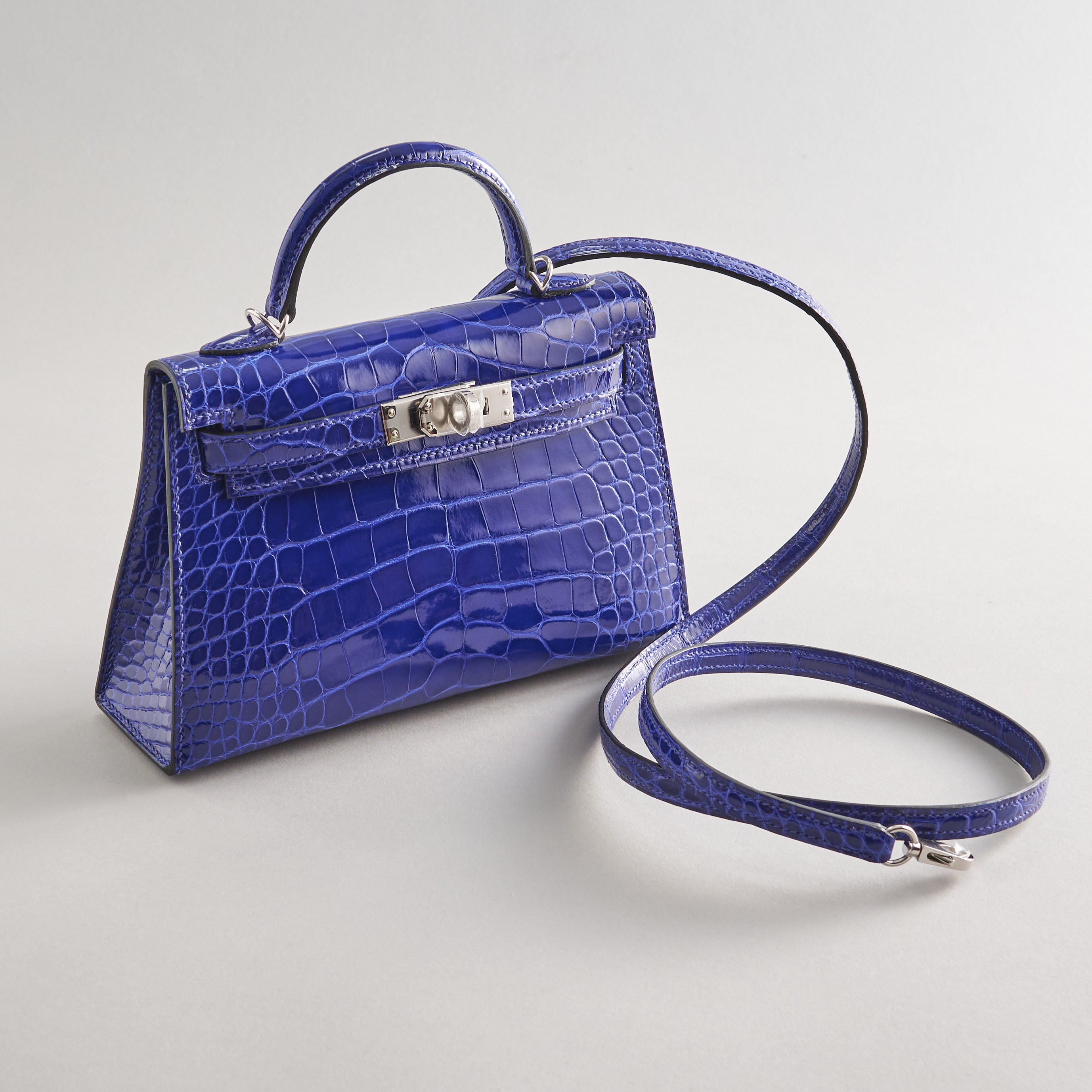 Hermès Kelly Mini Alligator Blue Electric Palladium Hardware