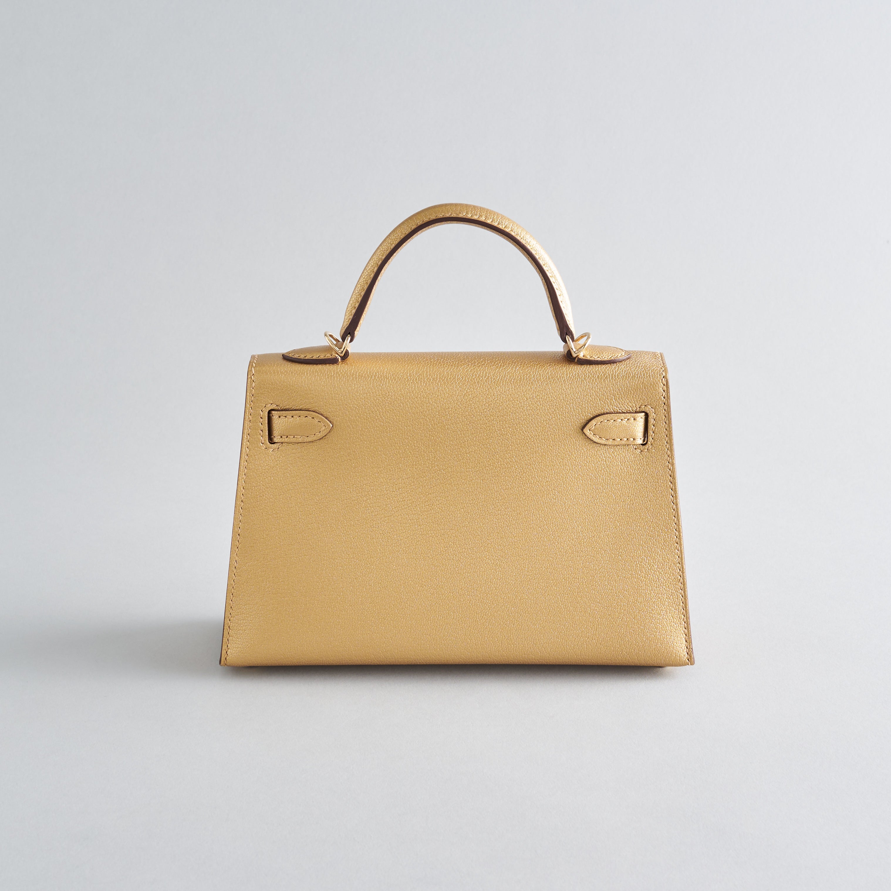 Hermes Kelly Mini Chamkilight Chevre Dore Permabrass