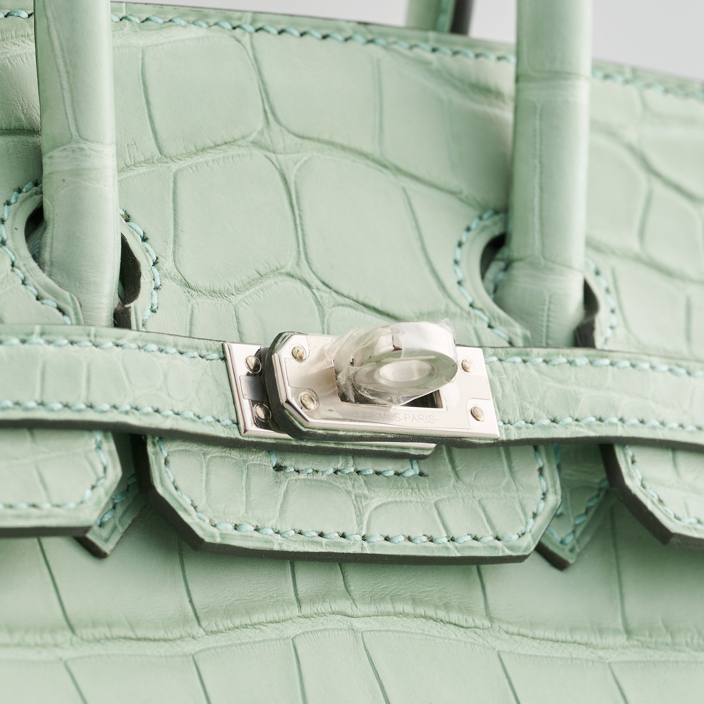 Hermès Birkin 20 Alligator Vert D'Eau Matte Sellier Palladium Hardware