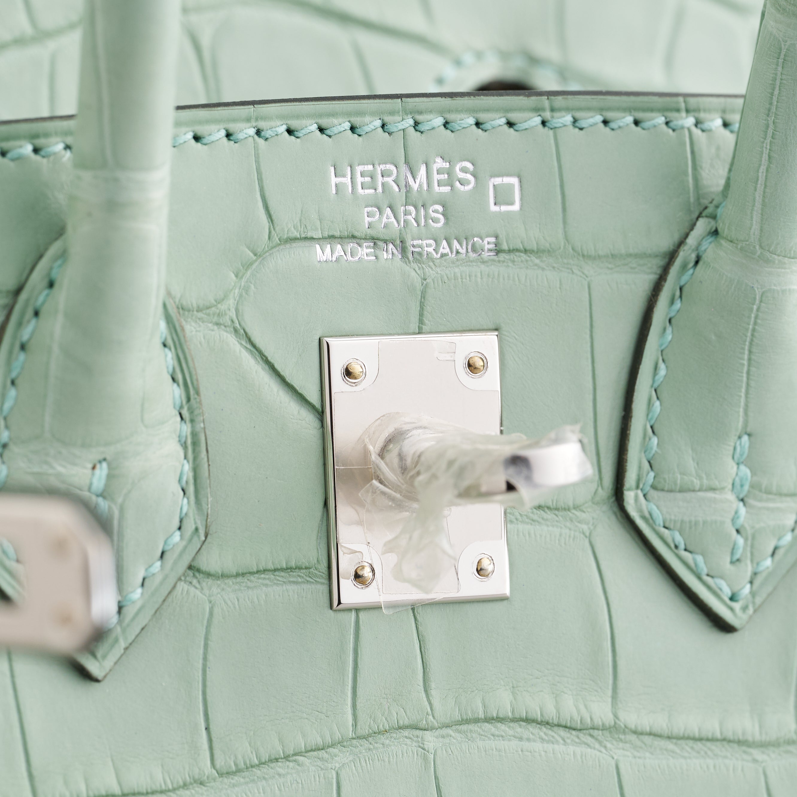 Hermès Birkin 20 Alligator Vert D'Eau Matte Sellier Palladium Hardware