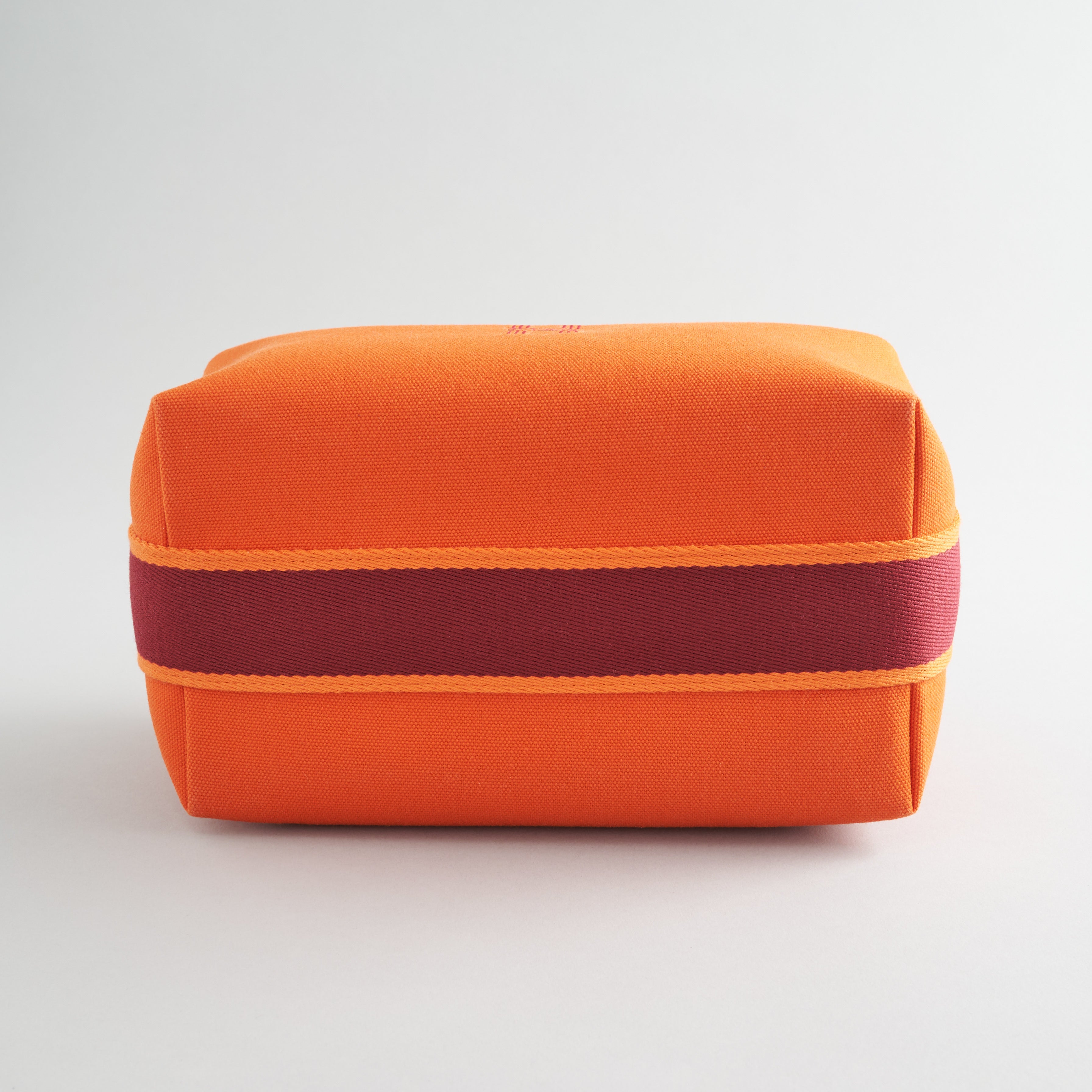 Hermès Bride De Brac Toiletry Bag PM Canvas Orange Feu Palladium Hardware