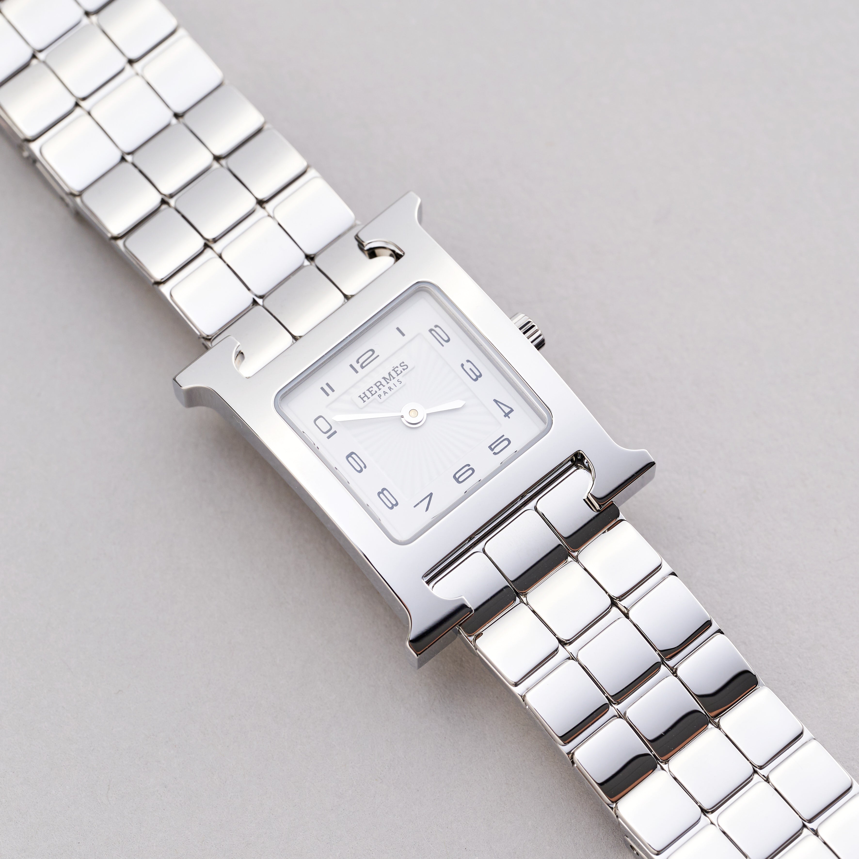 Hermès Heure H Watch 25mm White Dial Palladium Hardware