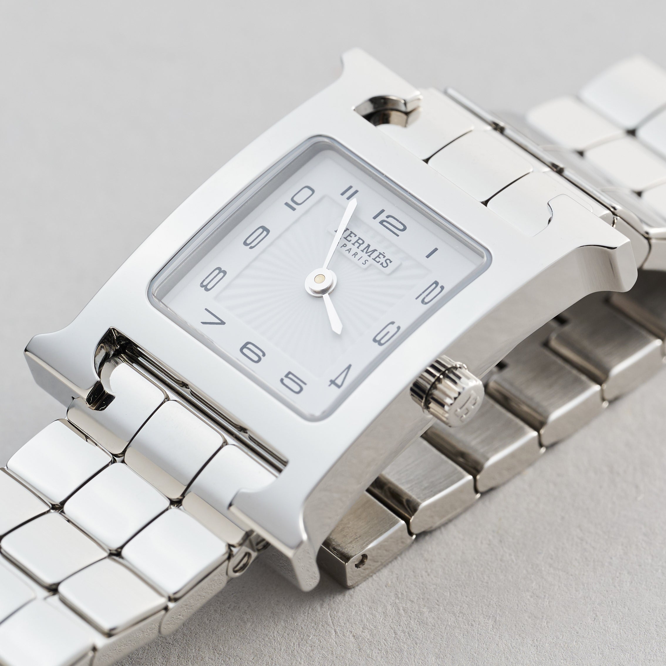 Hermès Heure H Watch 25mm White Dial Palladium Hardware