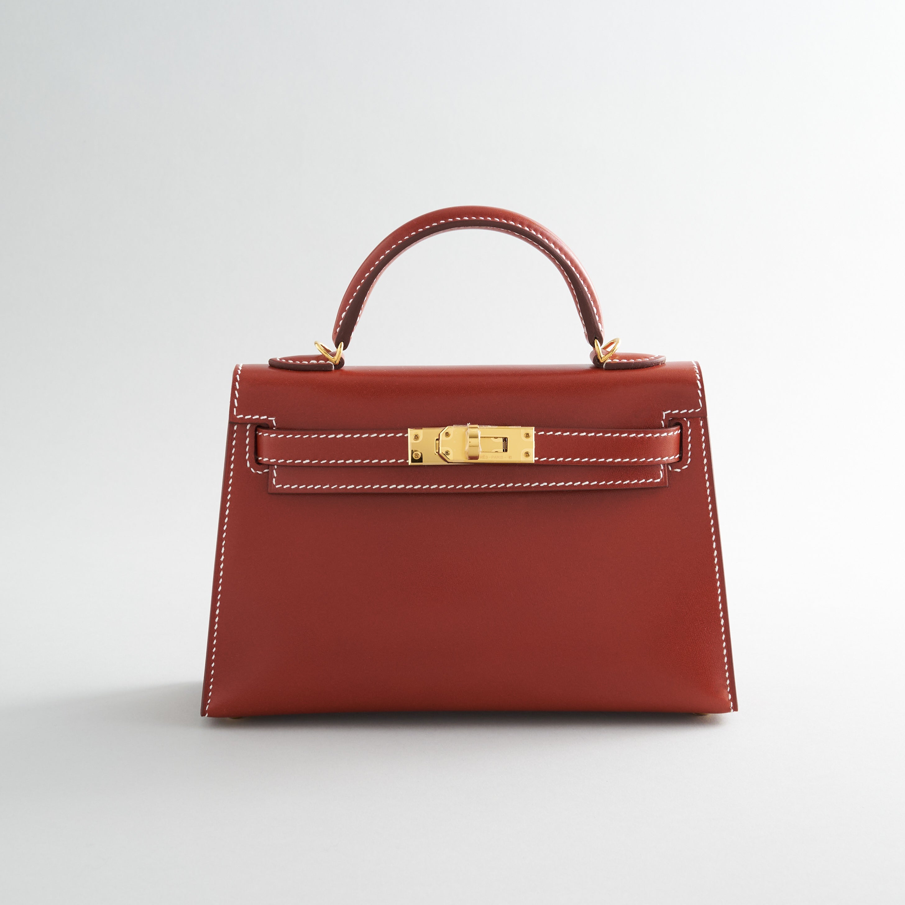 Hermès Kelly Mini Box Calf Brique Sellier Gold Hardware Sellier