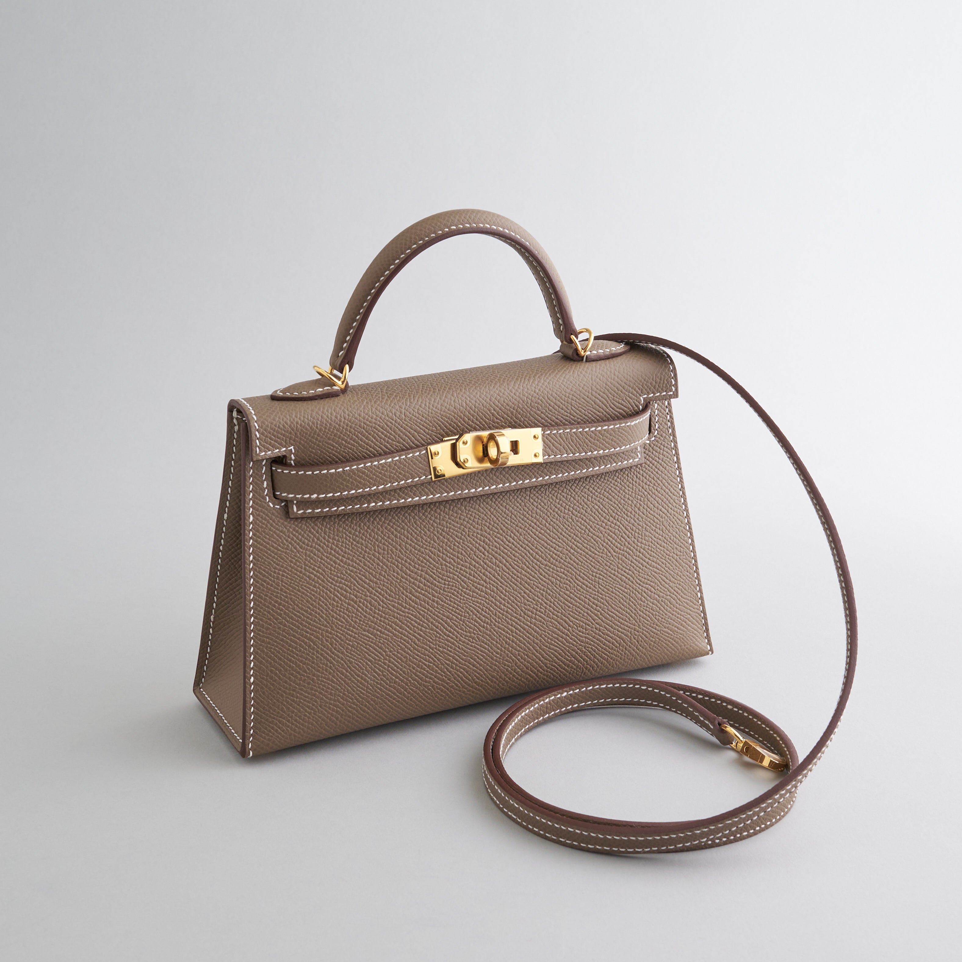 Hermès Kelly Mini Epsom Sellier Etoupe Gold Hardware