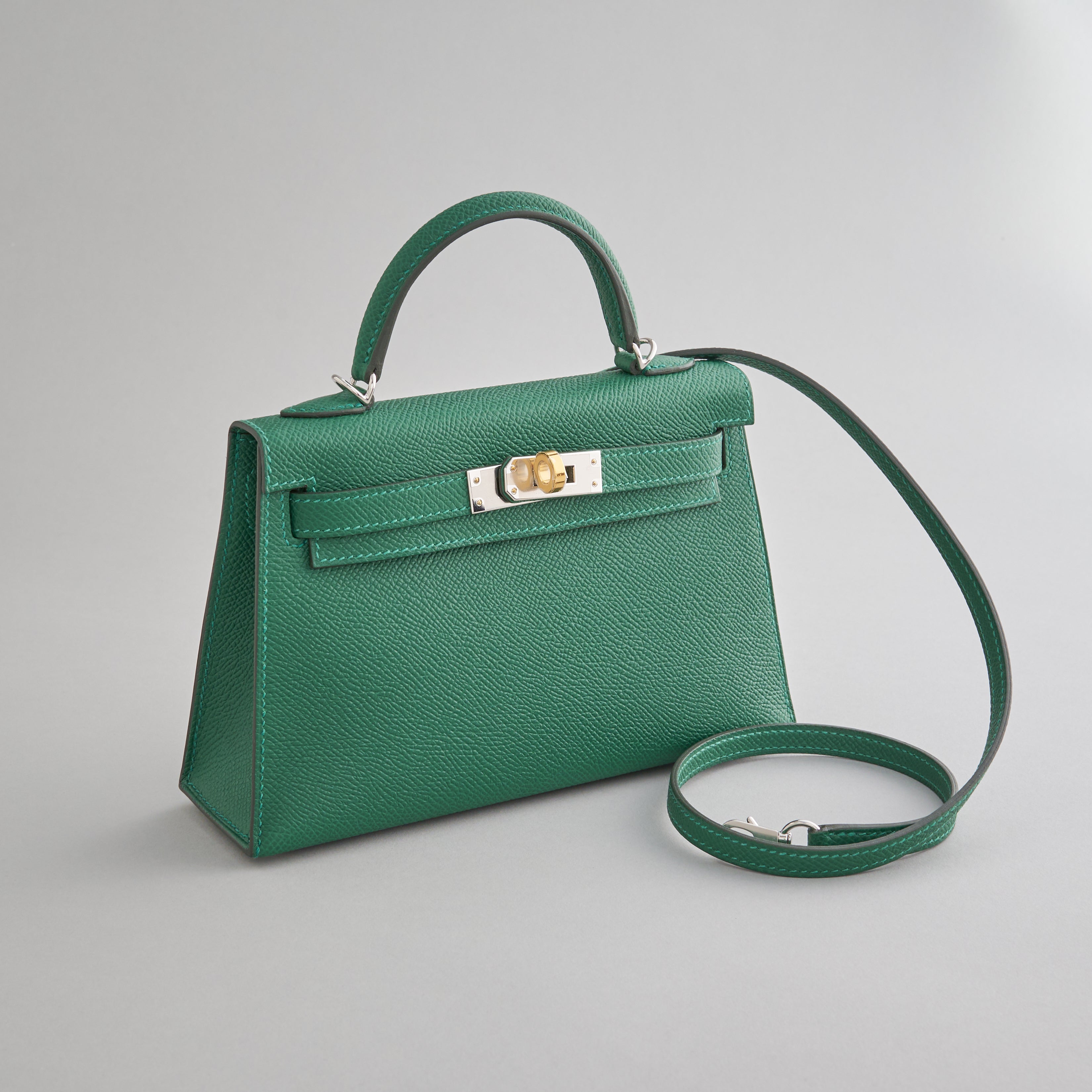 Hermès Kelly Mini Epsom Vert Moyen Electrum Sellier