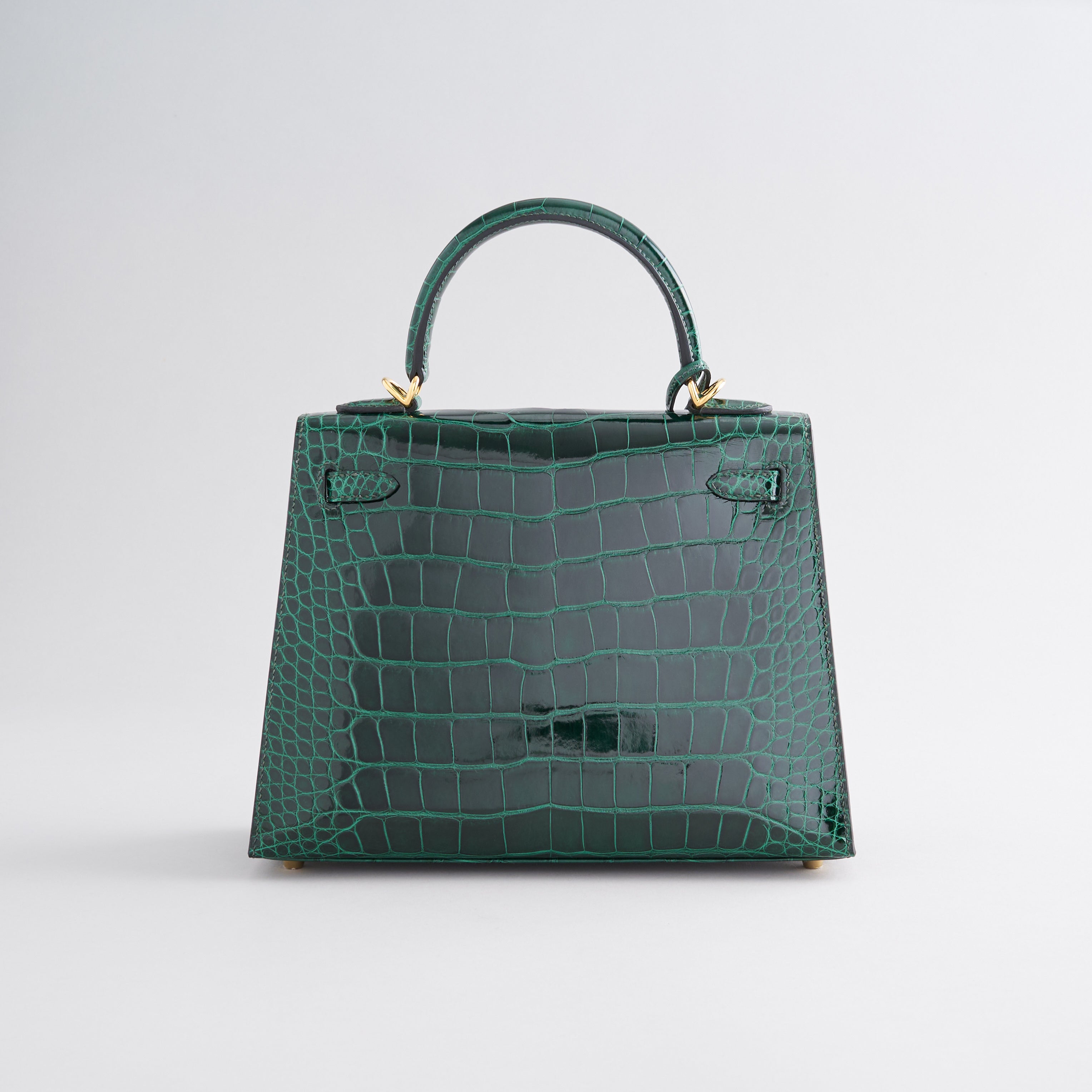 Hermès Kelly 25 Alligator Vert Fonce Shiny Gold Hardware