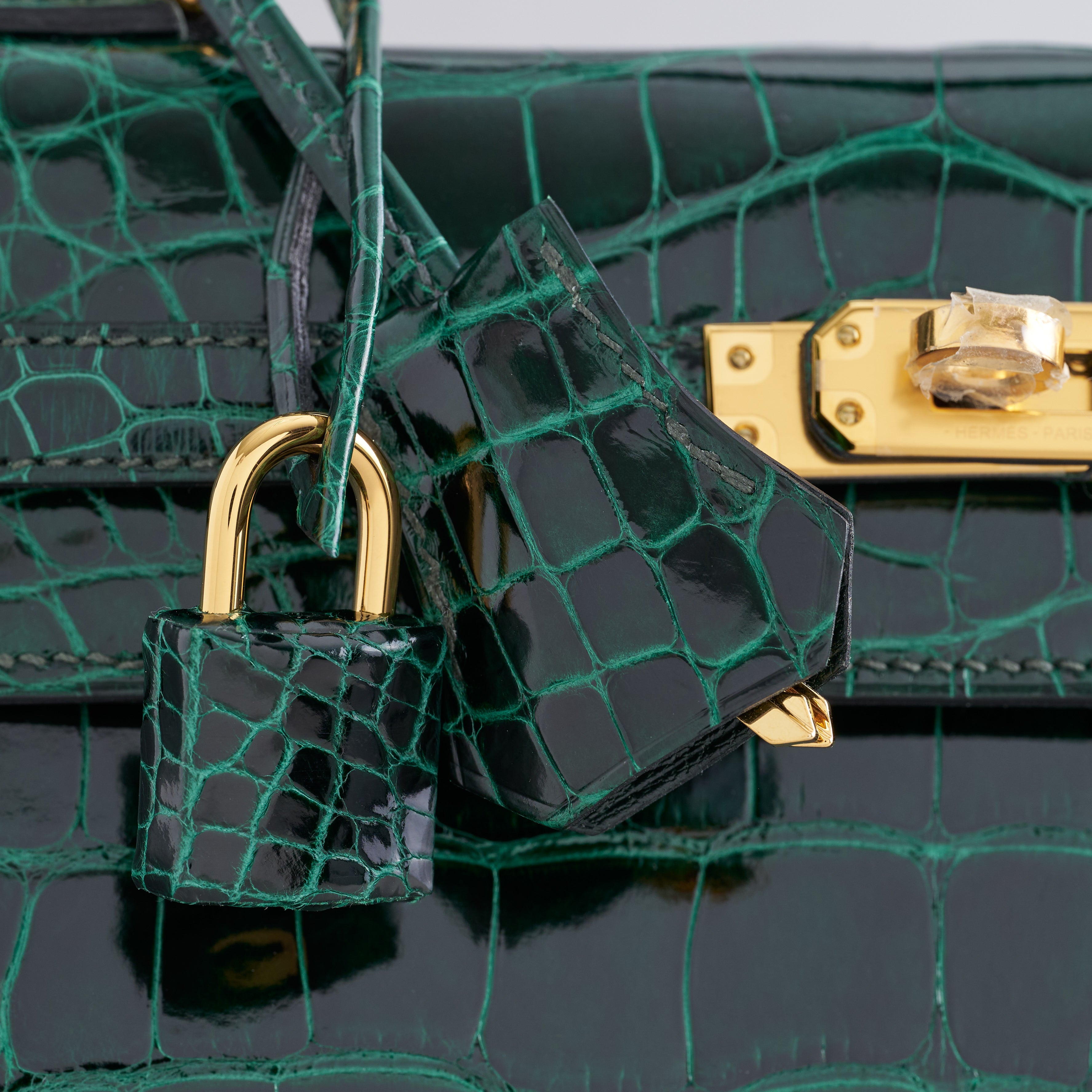 Hermès Kelly 25 Alligator Vert Fonce Shiny Gold Hardware