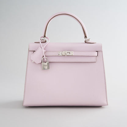 Hermès Kelly 25 Epsom Mauve Pale Palladium Hardware