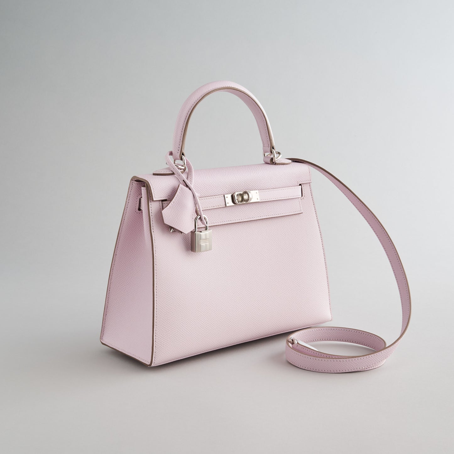 Hermès Kelly 25 Epsom Mauve Pale Palladium Hardware