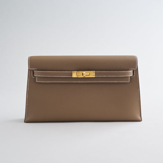 Hermès Kelly Elan 27 Veau Madame Etoupe Gold Hardware