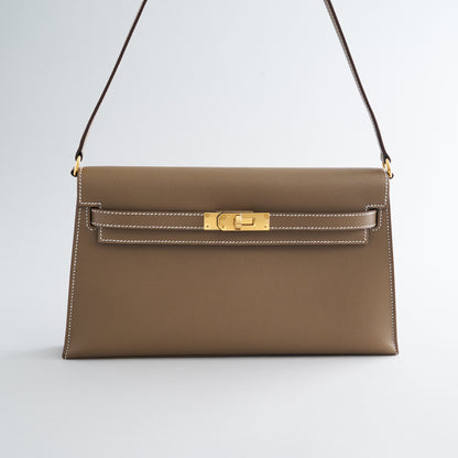 Hermès Kelly Elan 27 Veau Madame Etoupe Gold Hardware