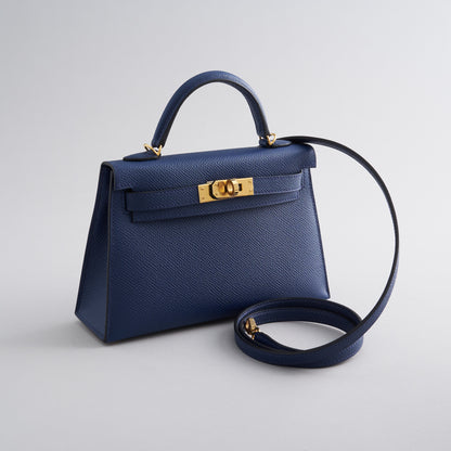 Hermès Kelly Mini Epsom Blue Navy Gold Hardware
