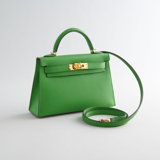 Hermès Kelly Mini Epsom Vert Yucca Gold Hardware Sellier