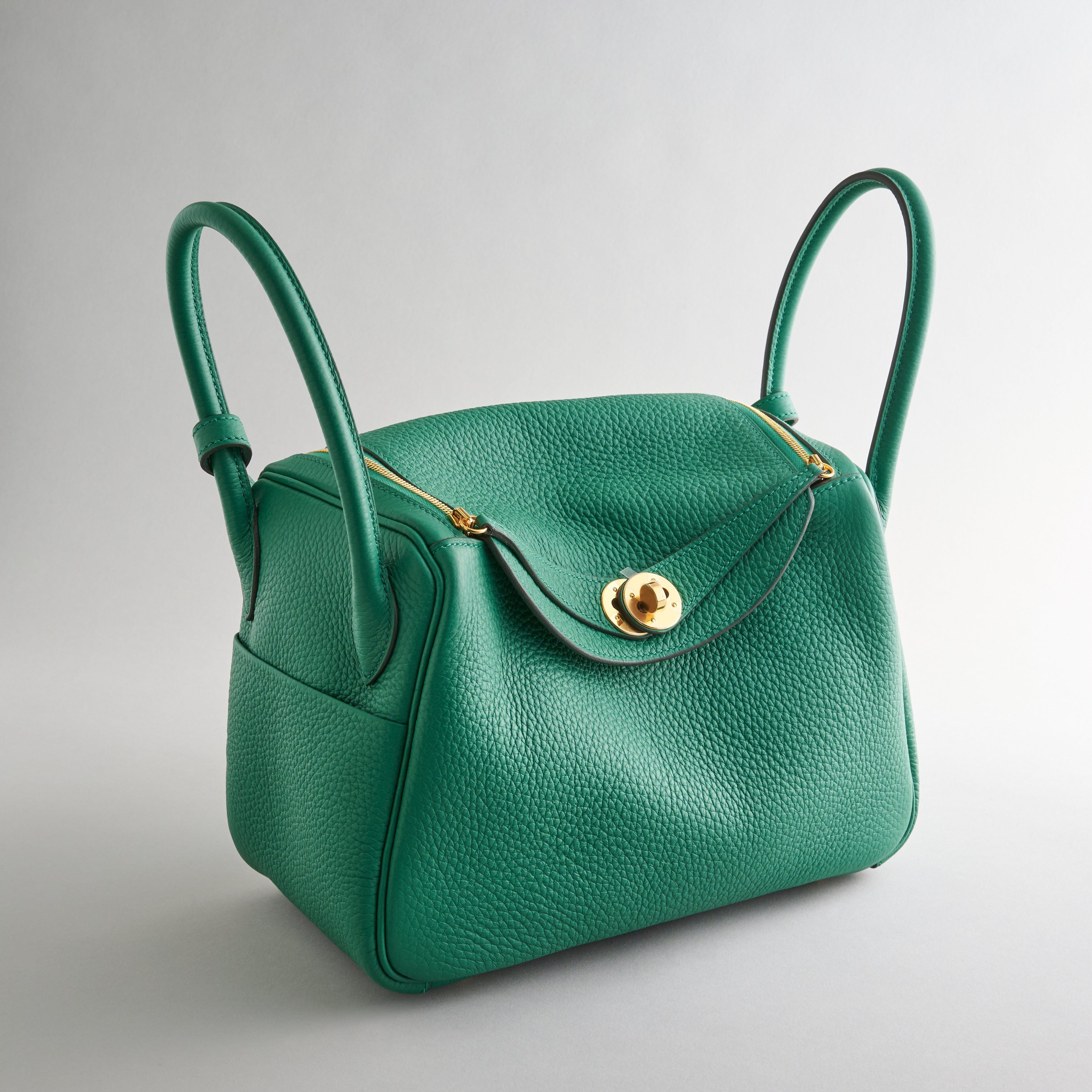 Hermès Lindy 26 Clemence Vert Vertigo Gold Hardware