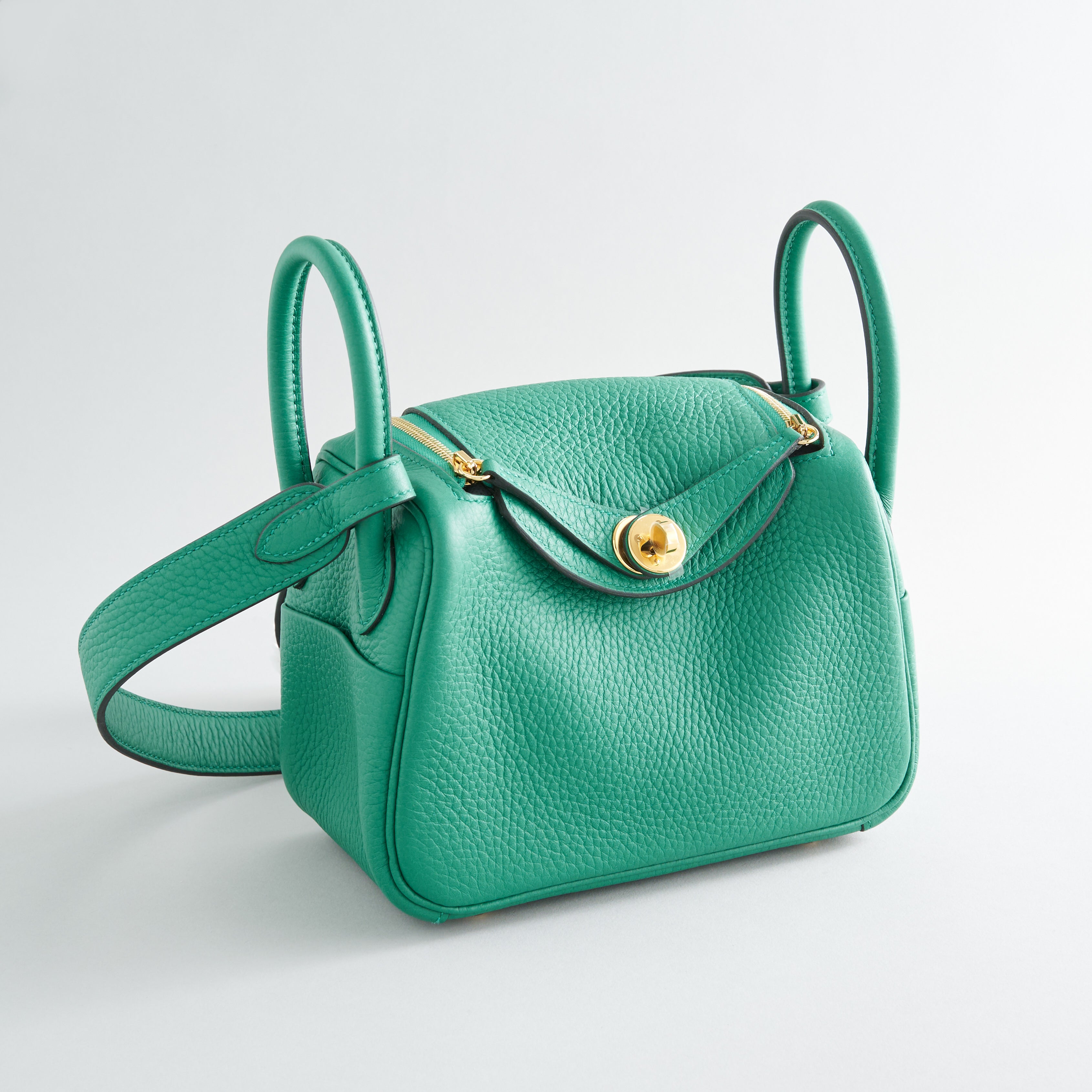 Hermès Lindy 20 Clemence Vert Vertigo Gold Hardware