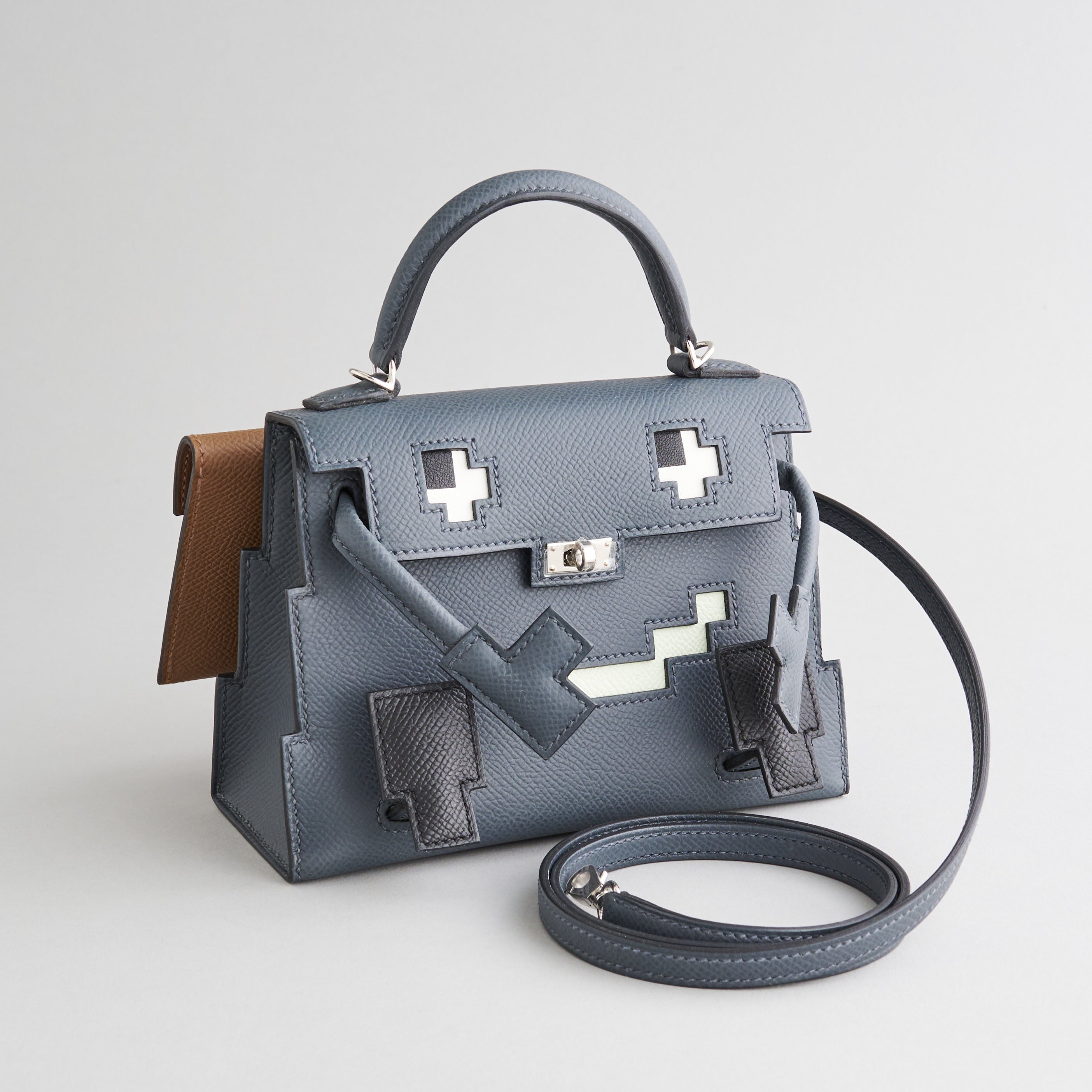 Hermès Kelly Doll Picto Mini Epsom Misty/Black/V Fizz/Alezan Palladium Hardware