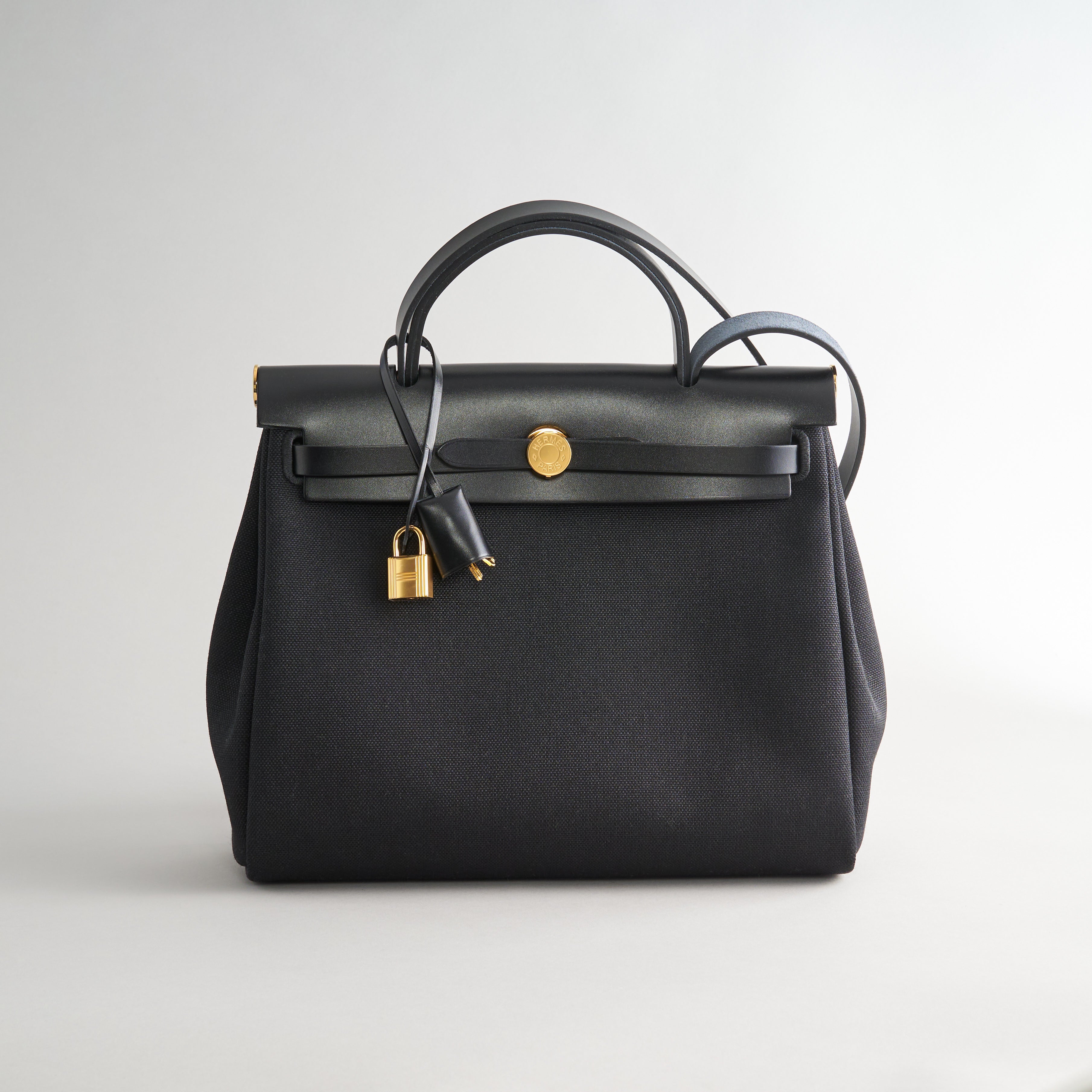 Hermès Herbag Zip 31 Black/Black Retourne Gold Hardware