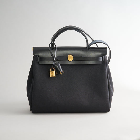 Hermès Herbag 31 Toila, Vache Hunter Black/Black Retourne Gold Hardware