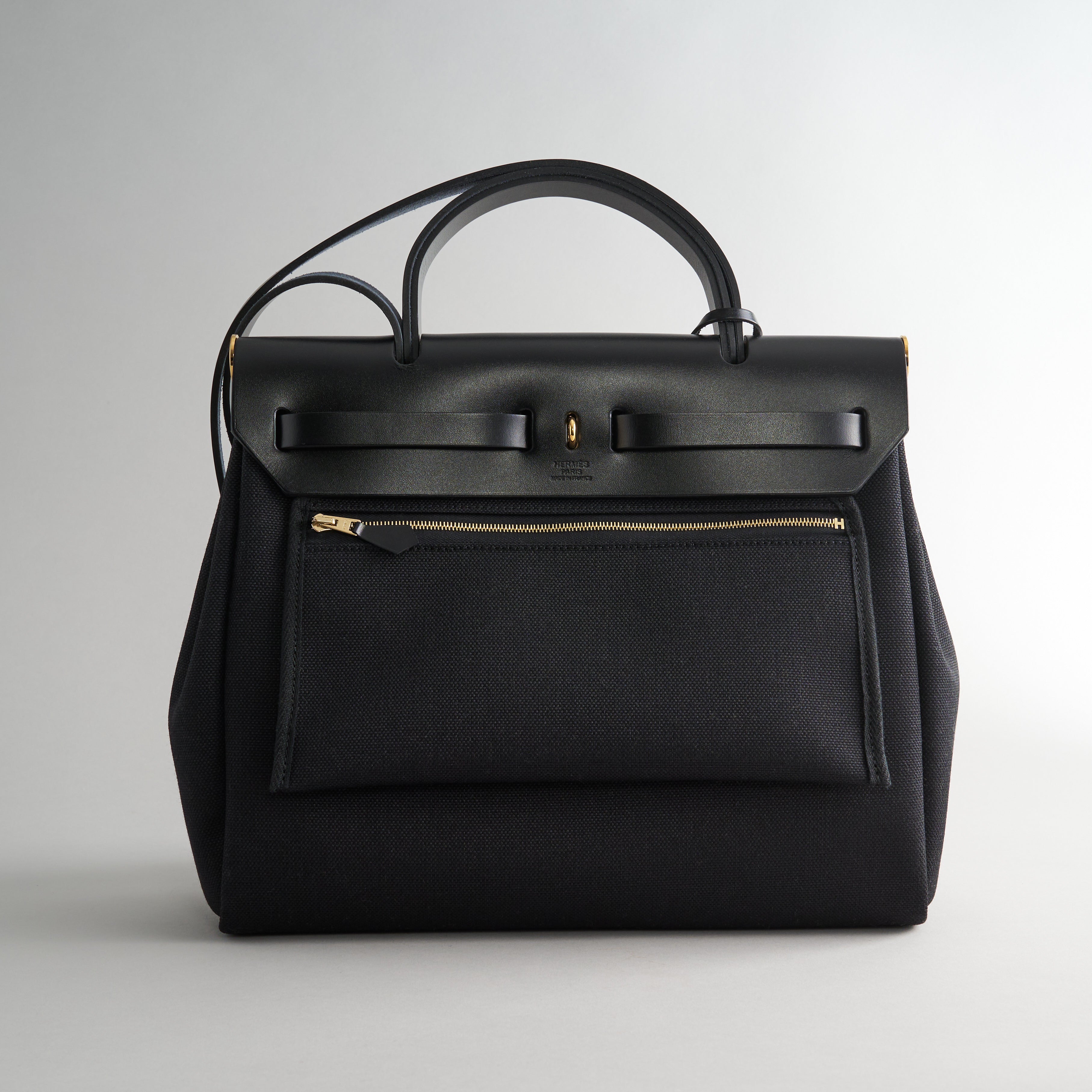 Hermès Herbag Zip 31 Black/Black Retourne Gold Hardware