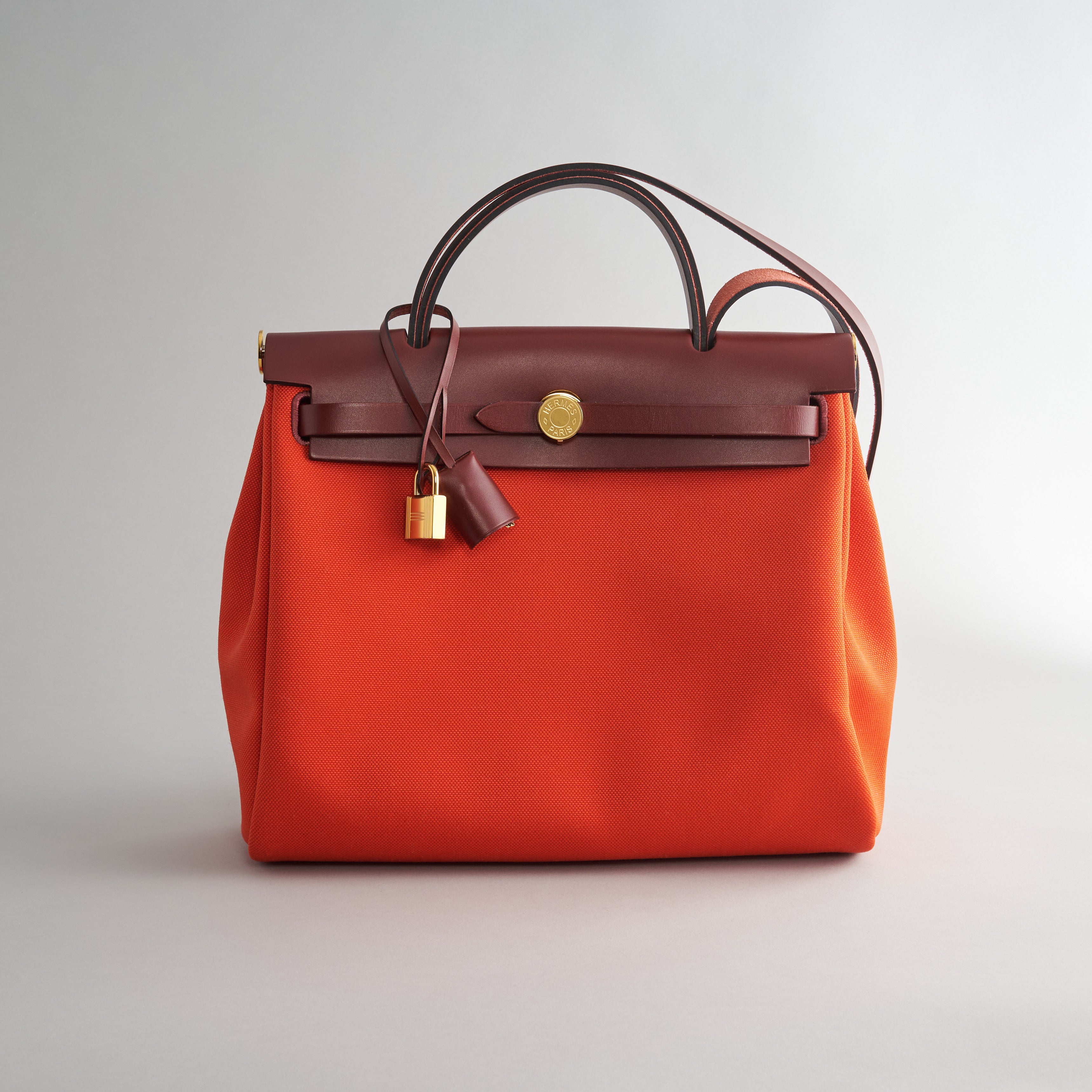 Hermès Herbag 31 Toila, Vache Hunter Orange Mecano/Rouge H Militaire G ...