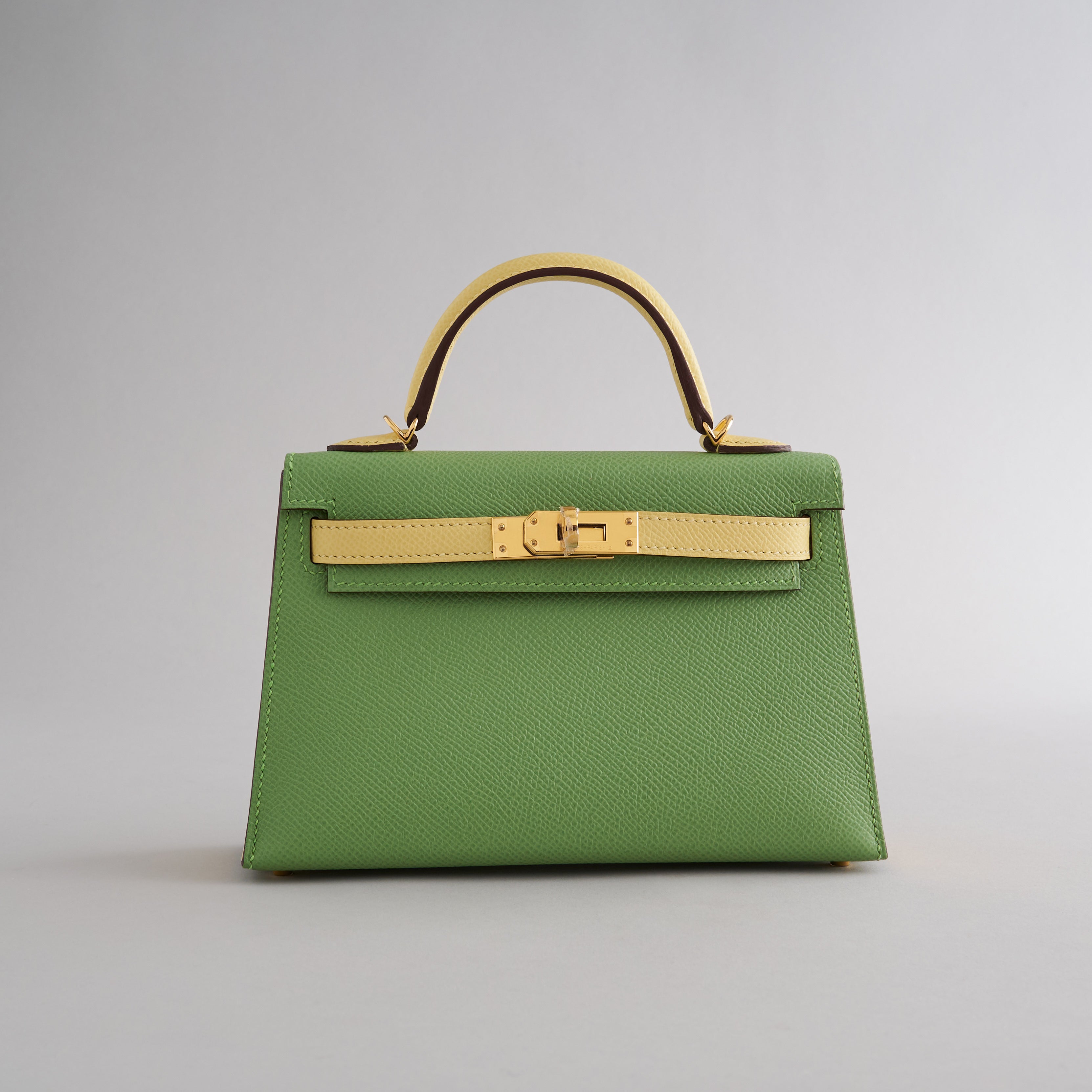 Hermès Kelly Mini Epsom Vert Criquet/Jaune Poussin Sellier HSS Gold Hardware