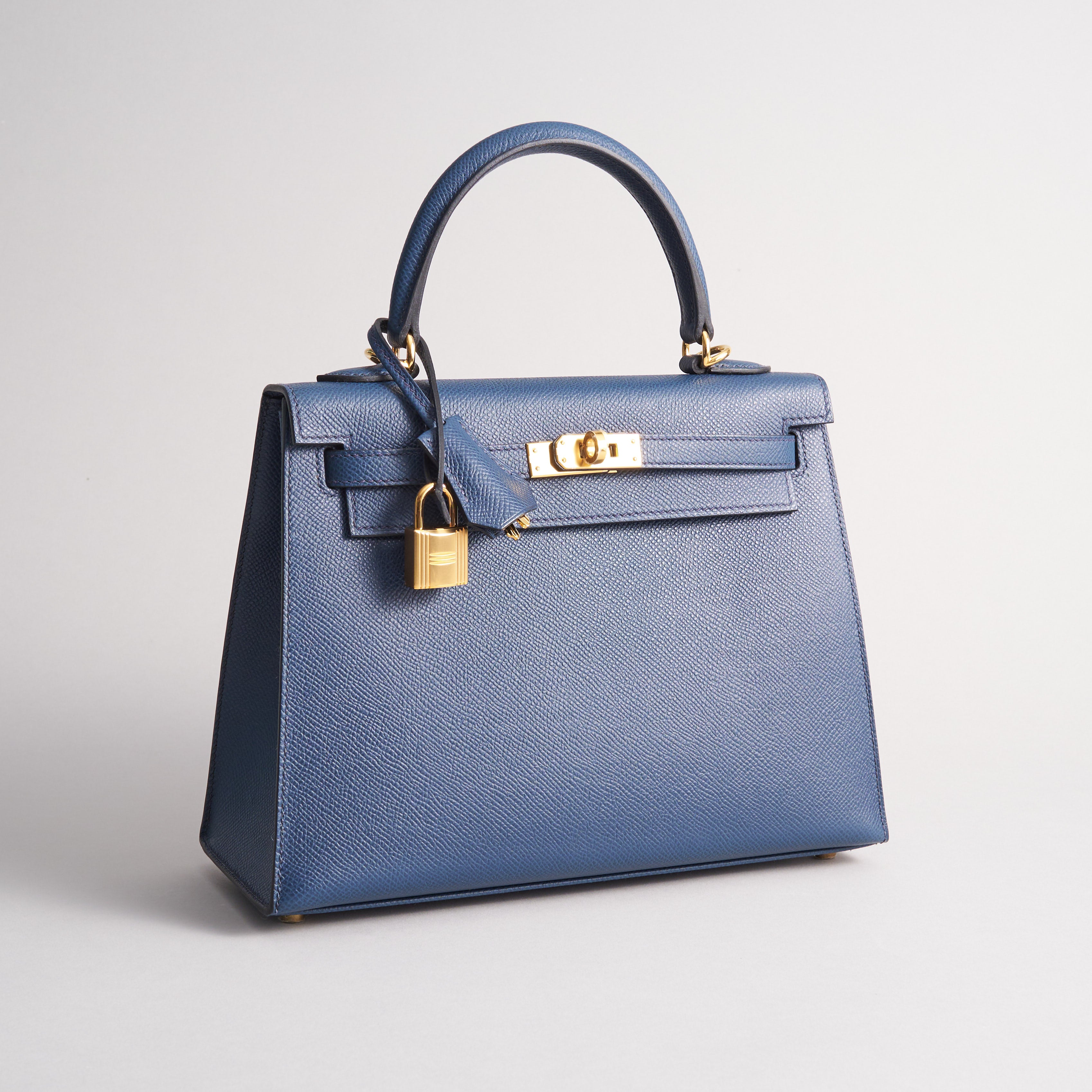 Hermès Kelly 25 Epsom Blue De Prusse Sellier Gold Hardware