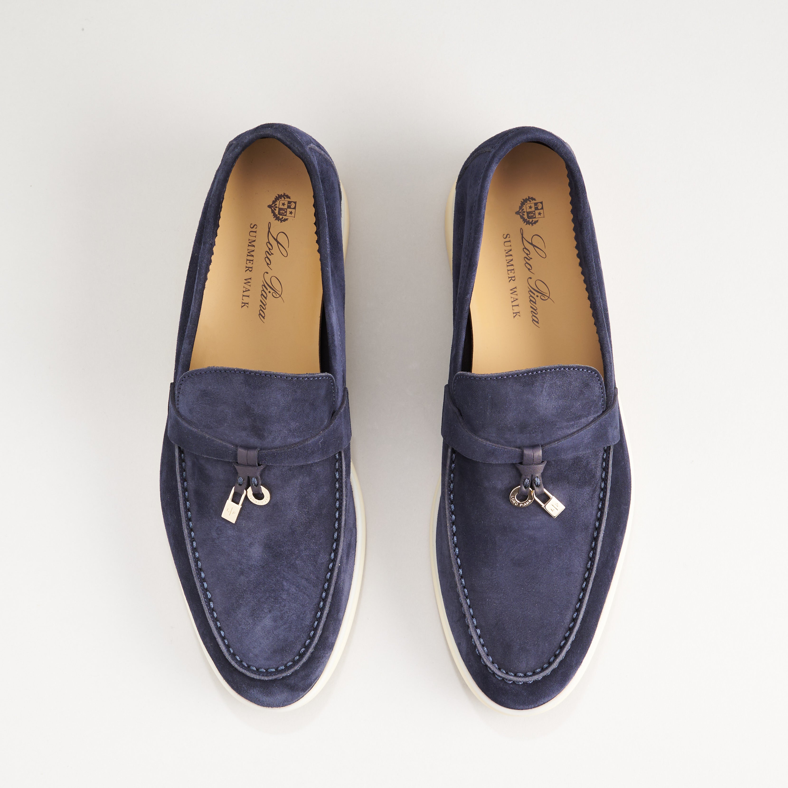 Loro Piana Summer Charms Walk Suede Argo Blue Melange