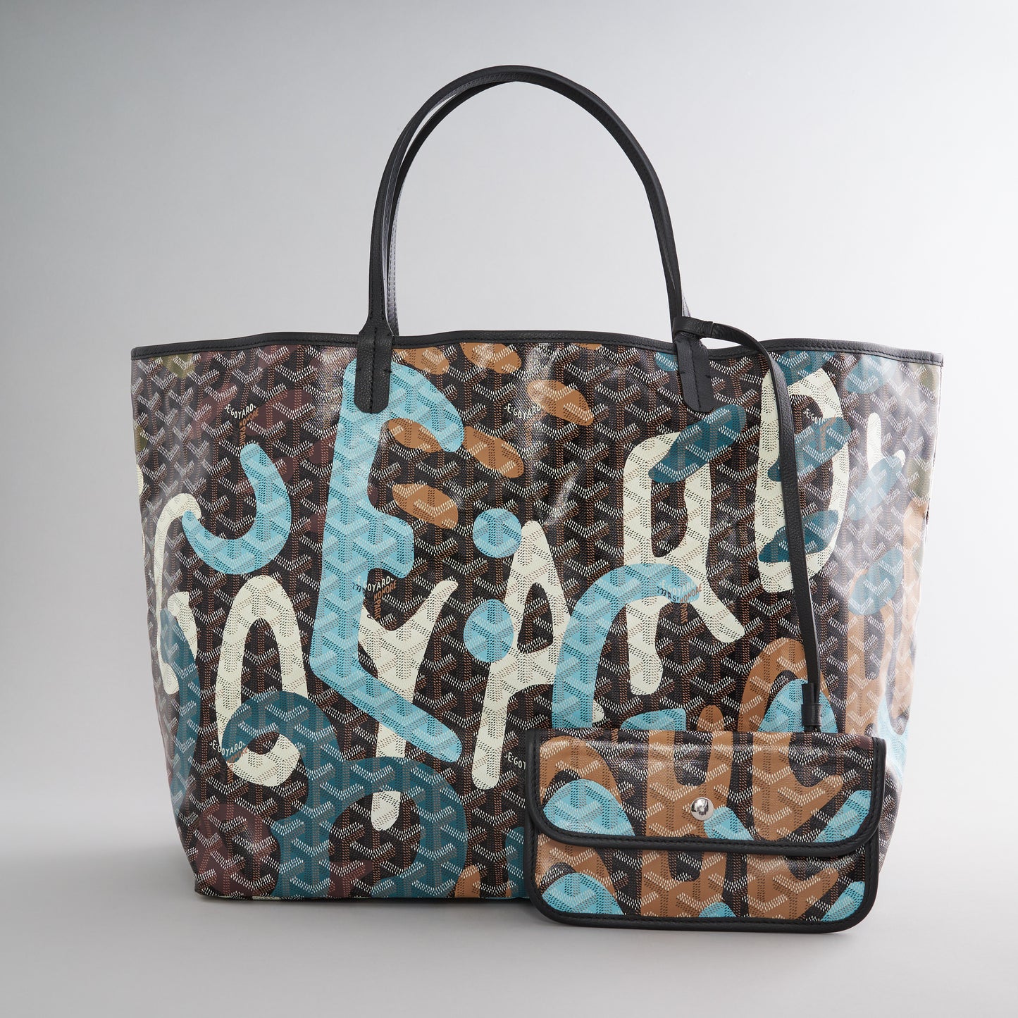 Goyard St. Louis Tote GM Black/Blue/Tan Camo Limited Edition Palladium Hardware