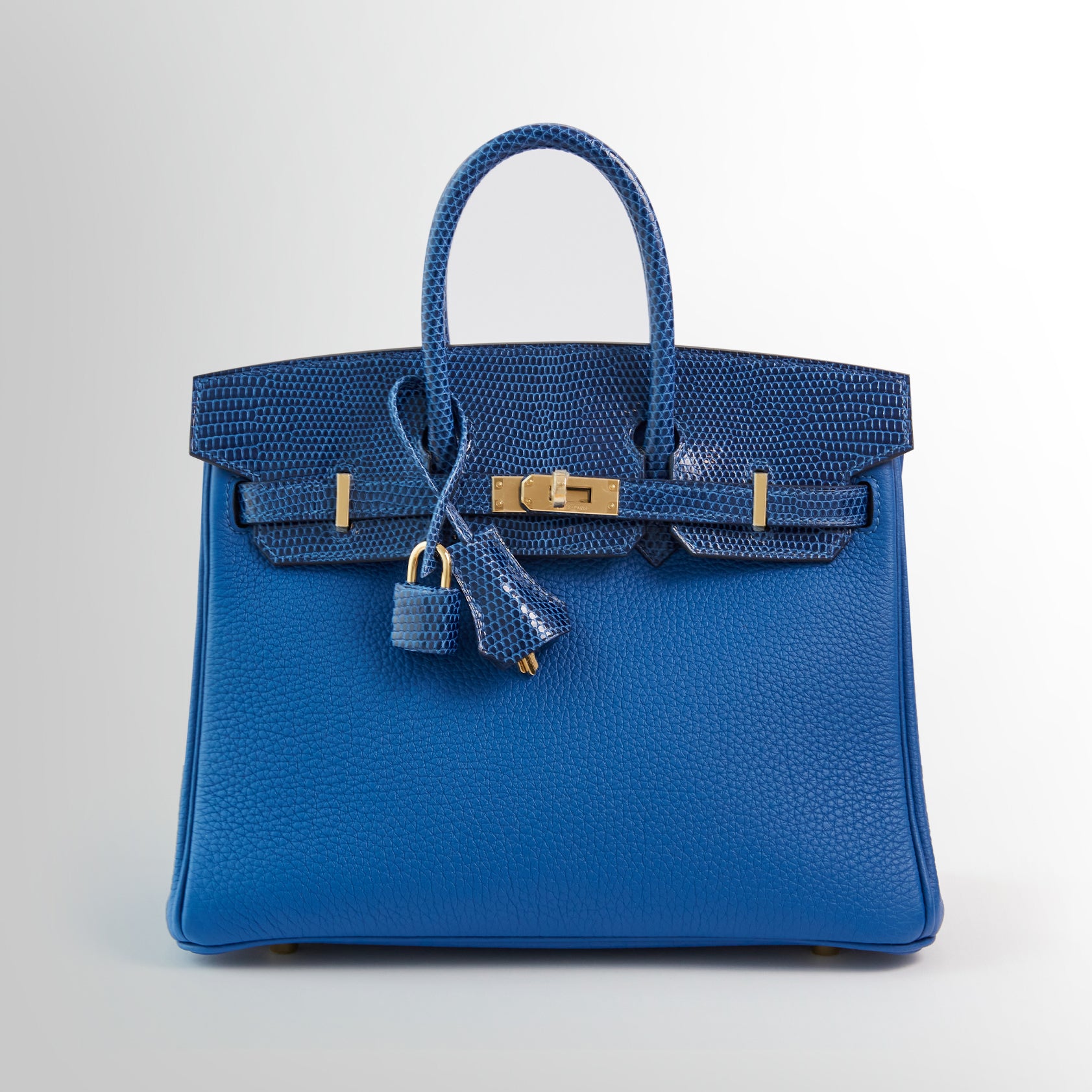 Hermès Birkin Touch 25 Togo, Lizard Blue France/Blue Sapphire Permabrass