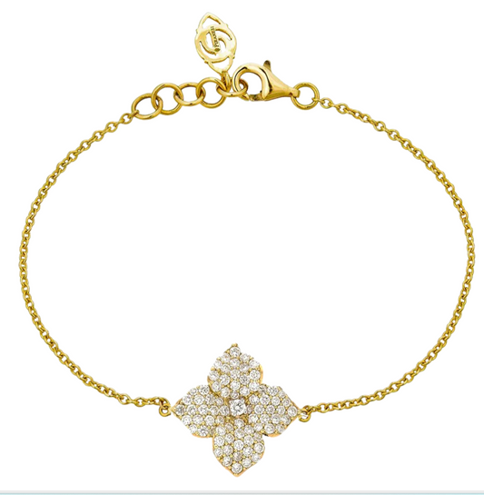 Piranesi Fiore Small Flower Bracelet Yellow Gold in Diamond