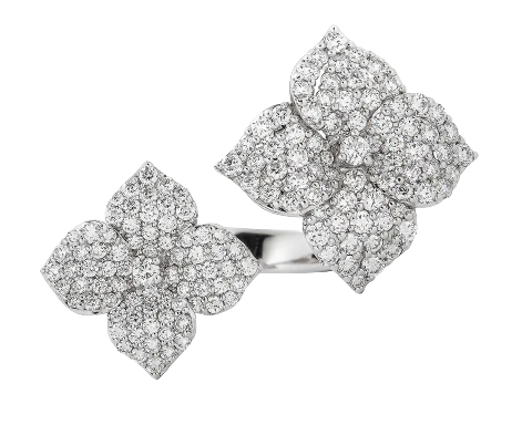 Piranesi Fiore Double Flower Ring White Gold In Diamond