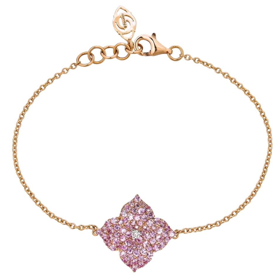 Piranesi Fiore Small Flower Bracelet in Rose Gold Pink Sapphire